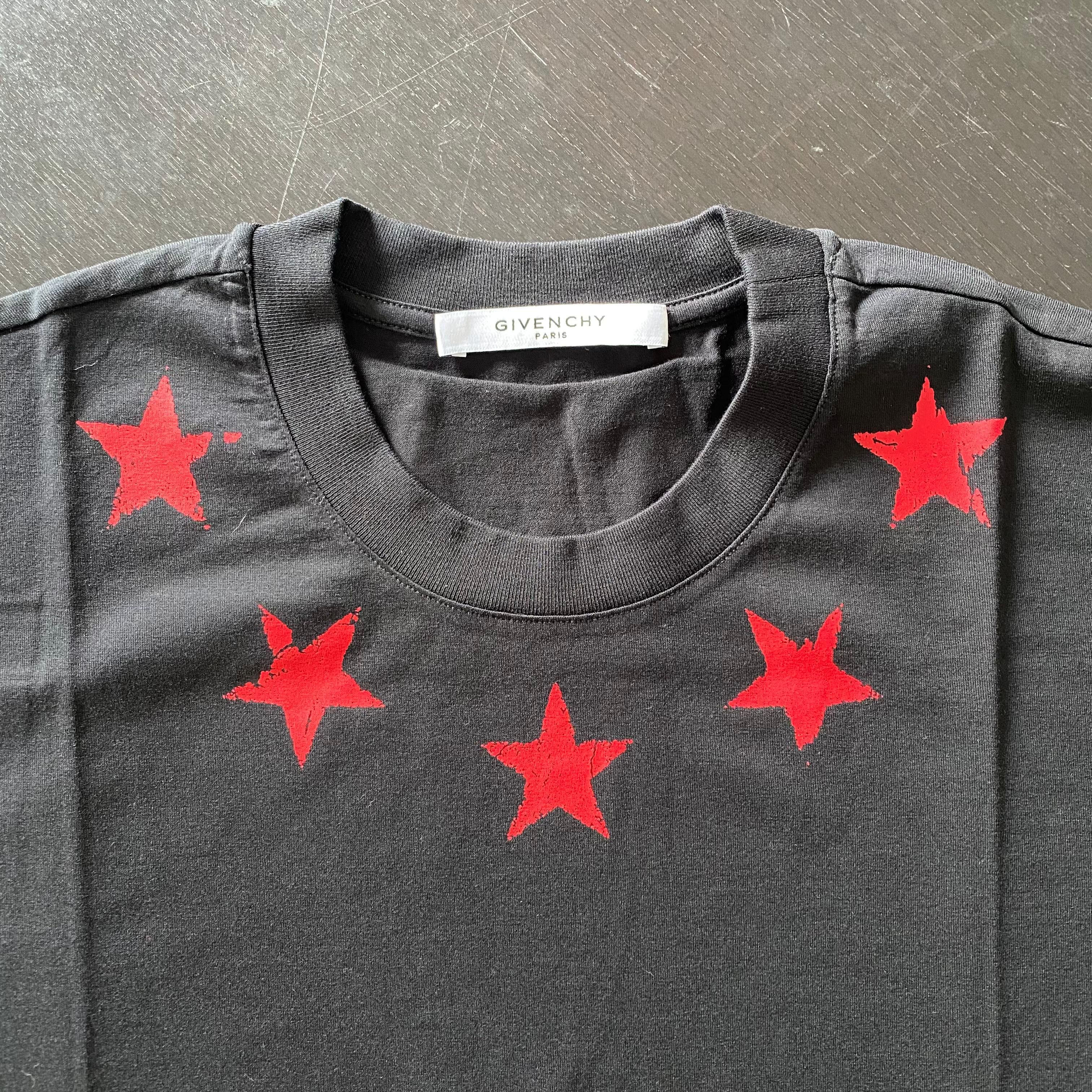 Givenchy Black and Red Cracked Stars Oversized T-Shirt Size US M / EU 48-50 / 2 - 2 Thumbnail