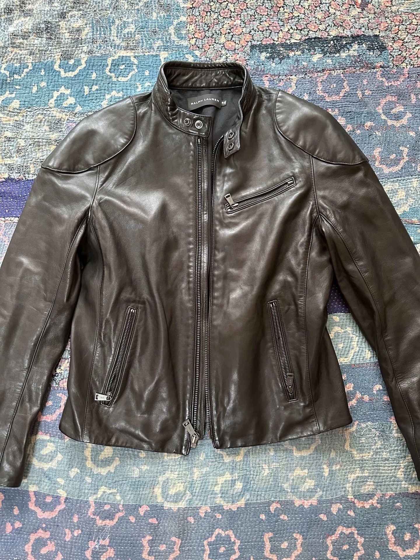 Polo Ralph Lauren Multi Leather Jacket with Zip Pockets Size M Size US XXS / EU 40 - 1 Thumbnail