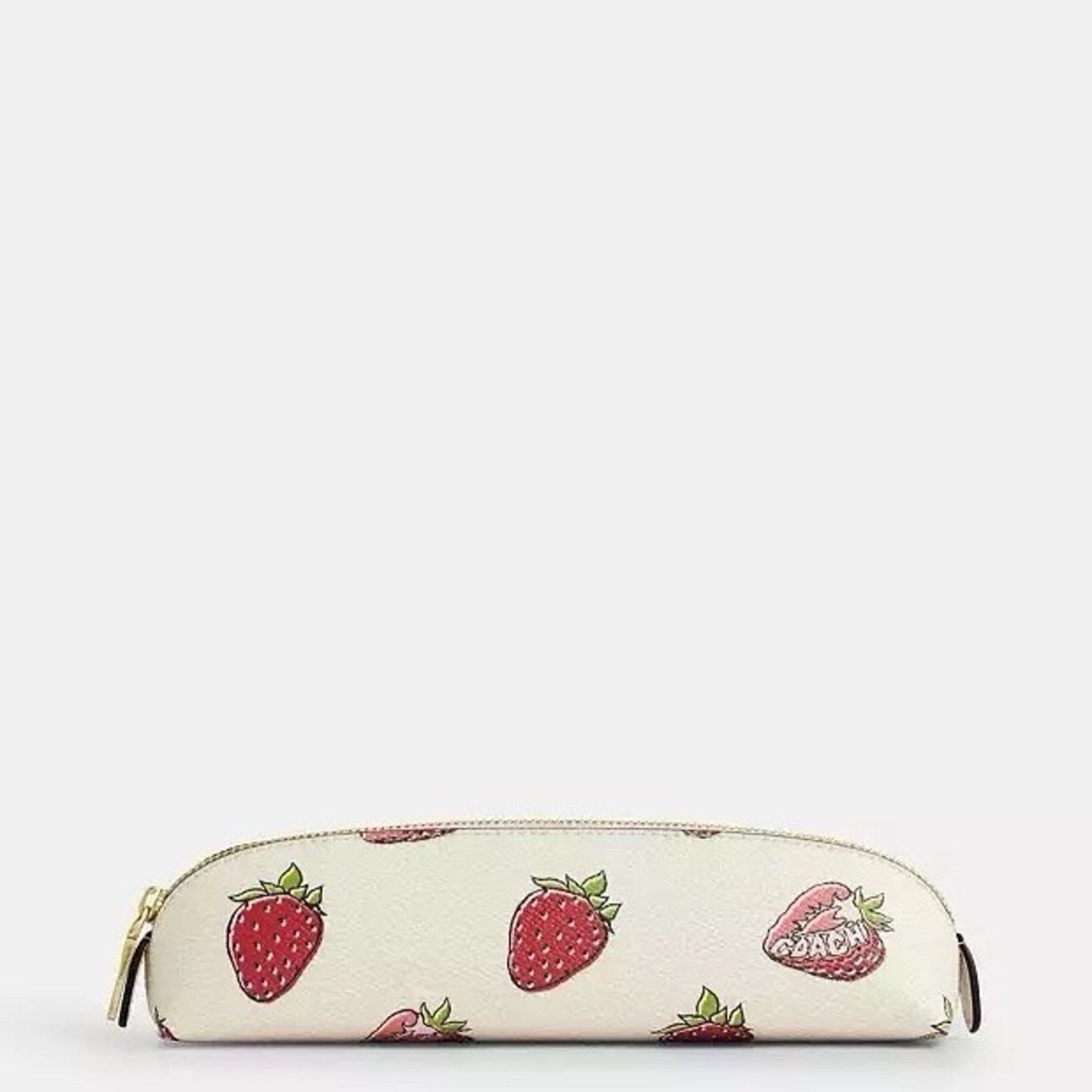 Coach NWT Coach Pencil Case With Strawberry CAP08 Gold/Chalk Multi Size ONE SIZE - 5 Thumbnail