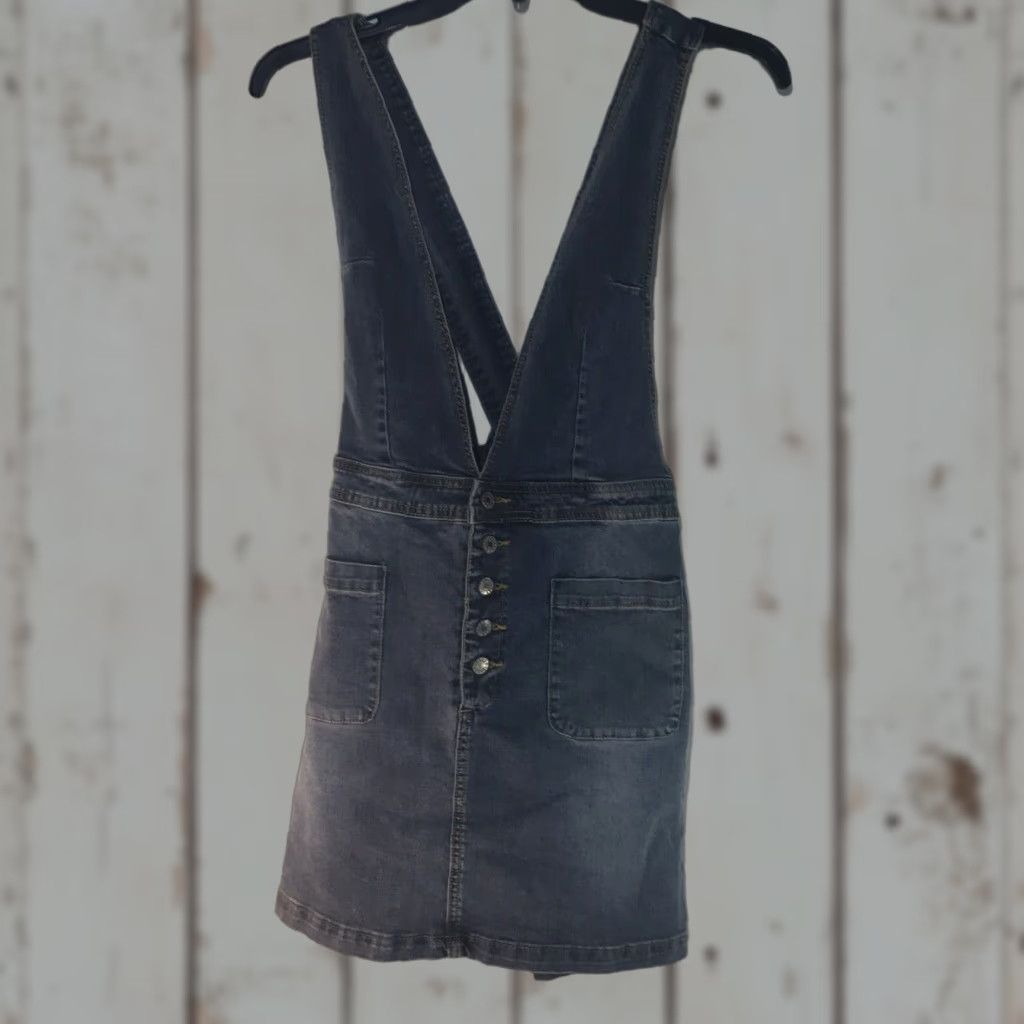 Vintage Newbury Kustom Denim Overall Dress Womens Size L Blue Sleeveless V-Neck Casual 90s Classic Bohemian Size 36" / US 14 / IT 50 - 1 Thumbnail