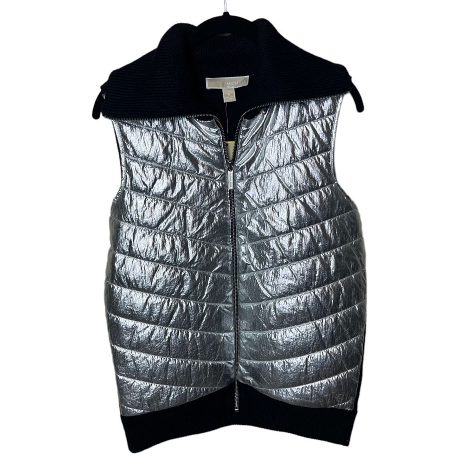 Michael Kors Michael Kors Puffer Foil Front Sweater Vest Silver Small Size S / US 4 / IT 40 - 9 Thumbnail