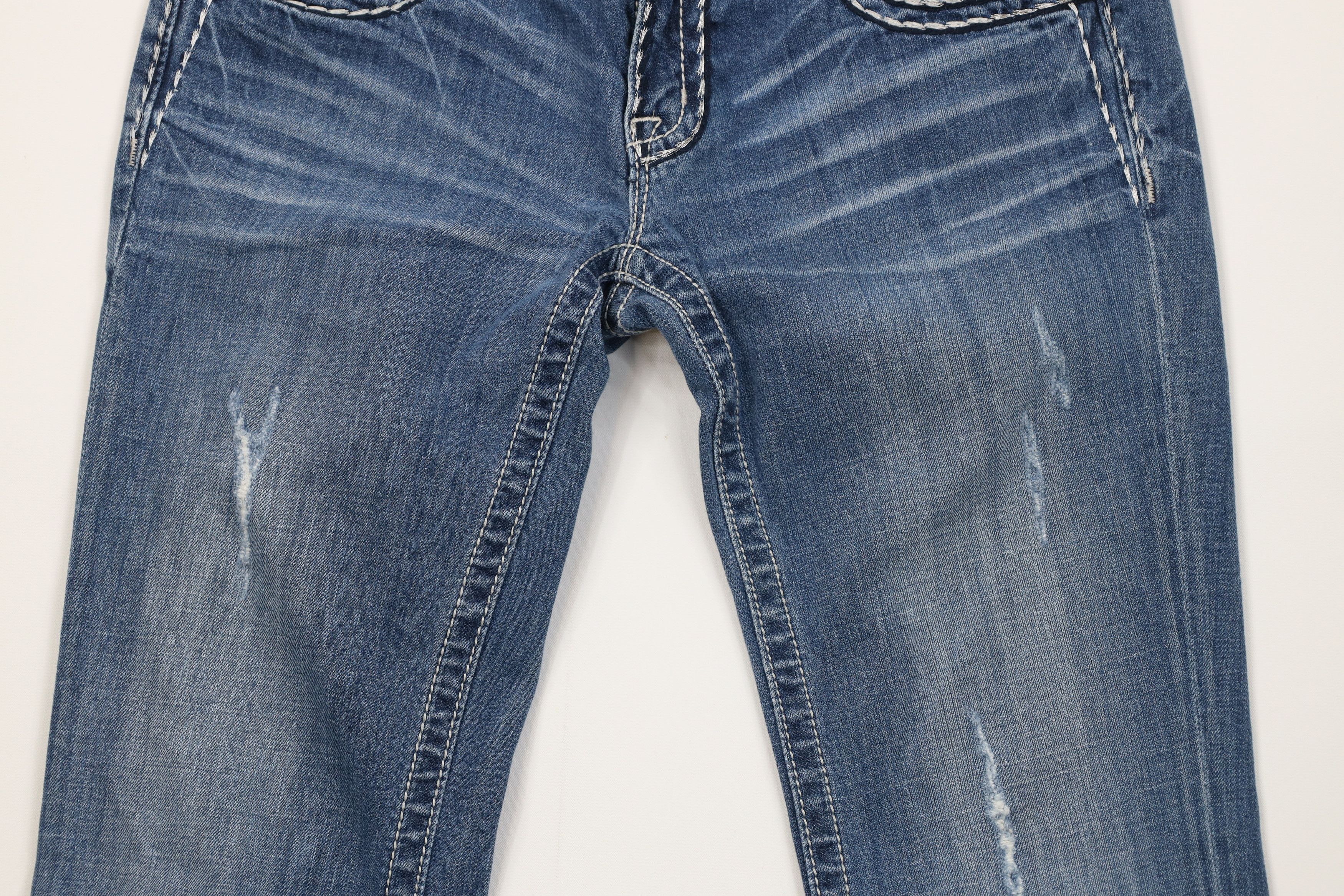 Miss Me Miss Me Thick Stitch Jeweled Stretch Boot Cut Denim Jeans Size 29" - 3 Thumbnail