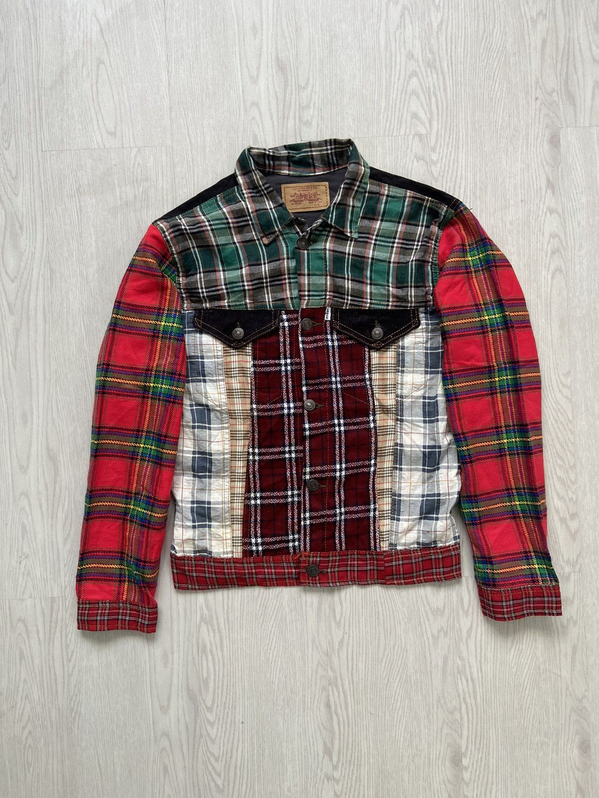 Levi's × Levi's Made & Crafted Vintage Levis Rebuild Patchwork Plaid Trucker Jacket Size US M / EU 48-50 / 2 - 1 Thumbnail
