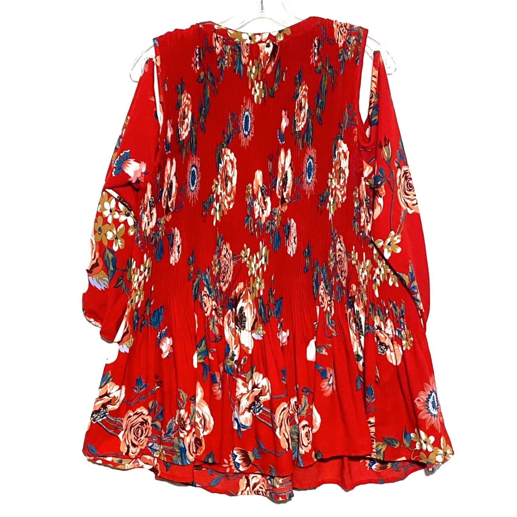 Vintage VINTAGE Ava & Viv Red Floral Cold Shoulder Cottagecore Prairie Womens Plus 1X Flowy Boho Shirt Womens 1X Size XL / US 12-14 / IT 48-50 - 6 Thumbnail