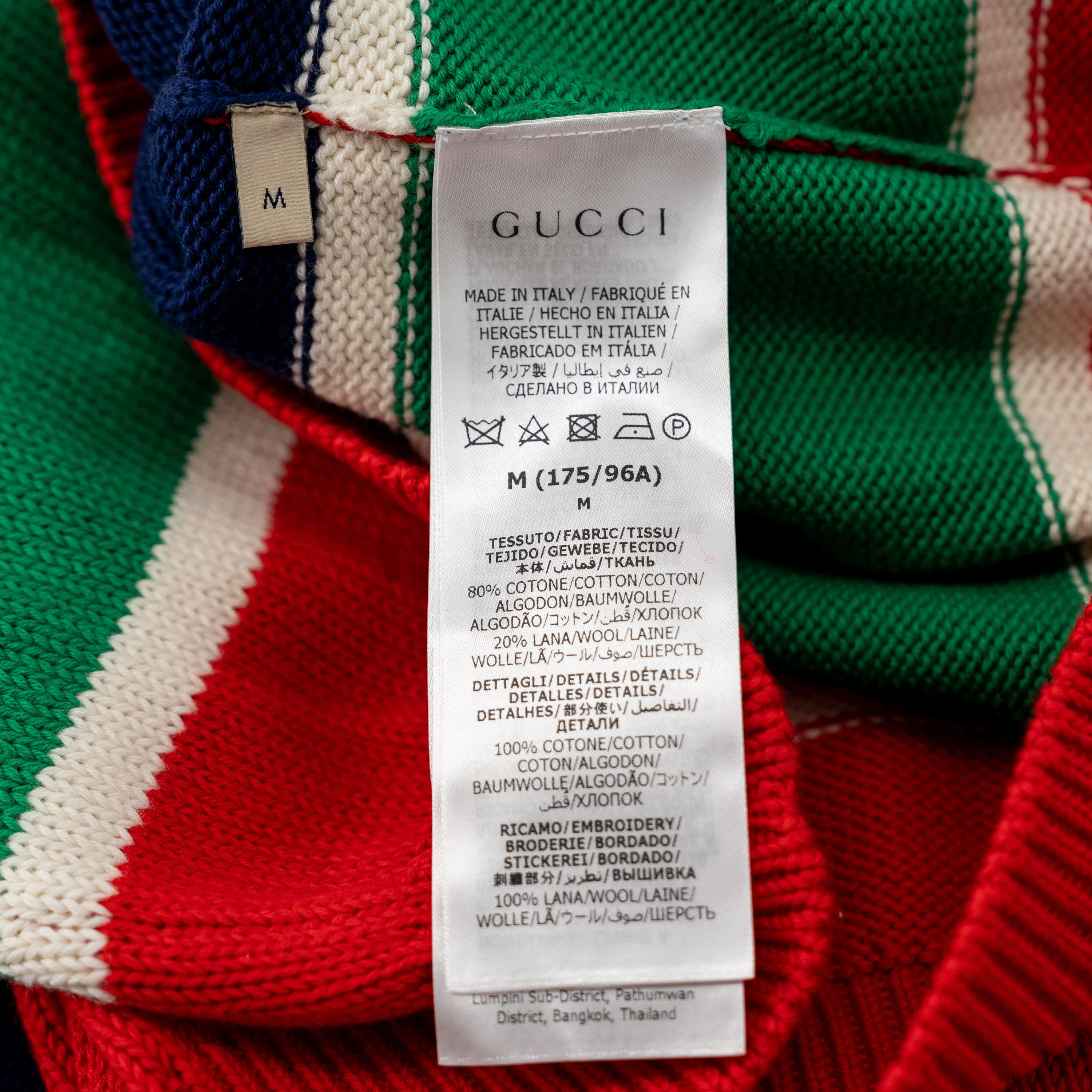 Gucci M - Gucci Kawaii Striped Sweater Green Red Cotton Wool Size US M / EU 48-50 / 2 - 7 Thumbnail