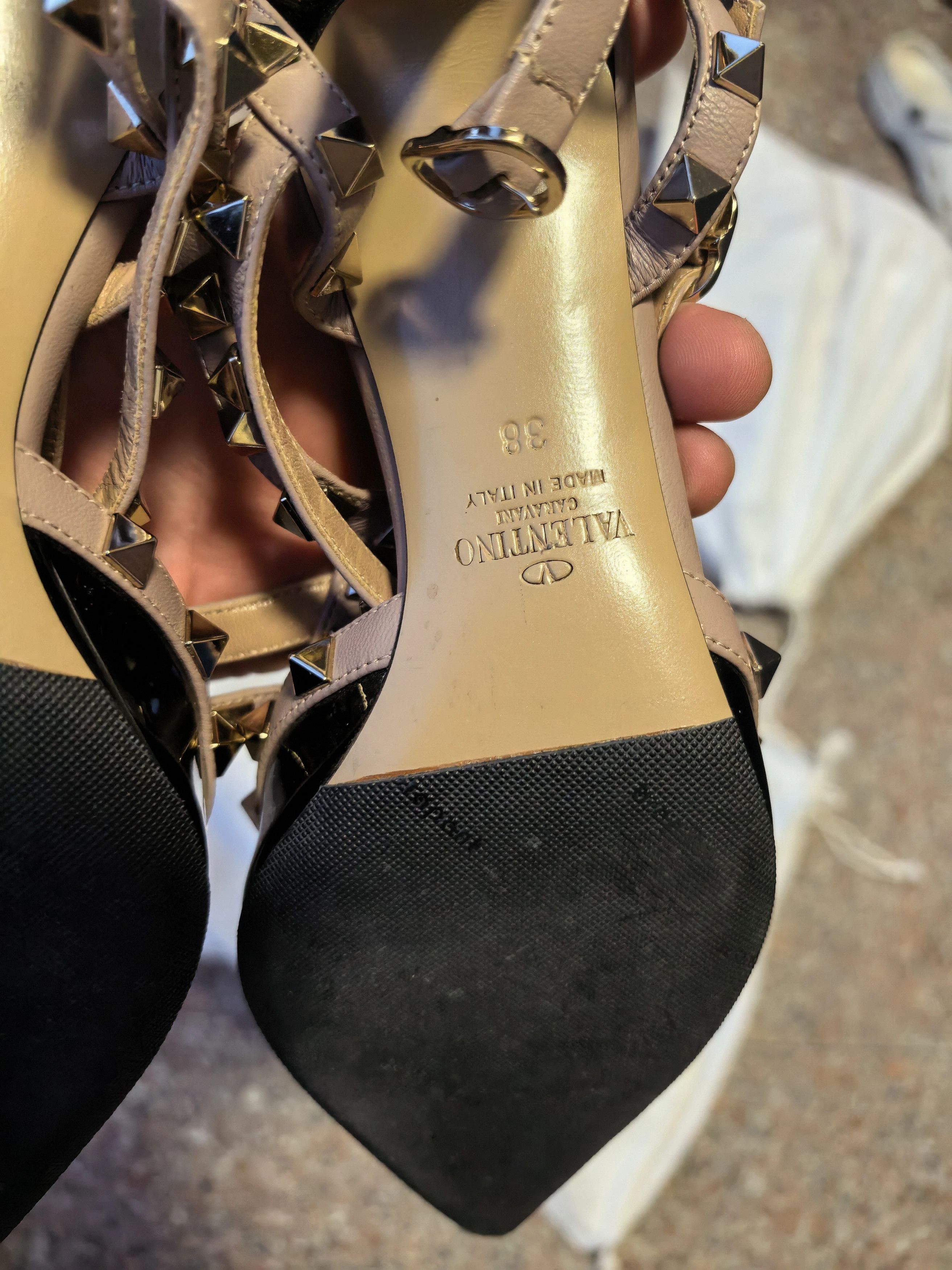 Valentino Valentino 3-Ring Patent Leather Stud Heels Size 38 Size US 7.5 / IT 37.5 - 6 Thumbnail