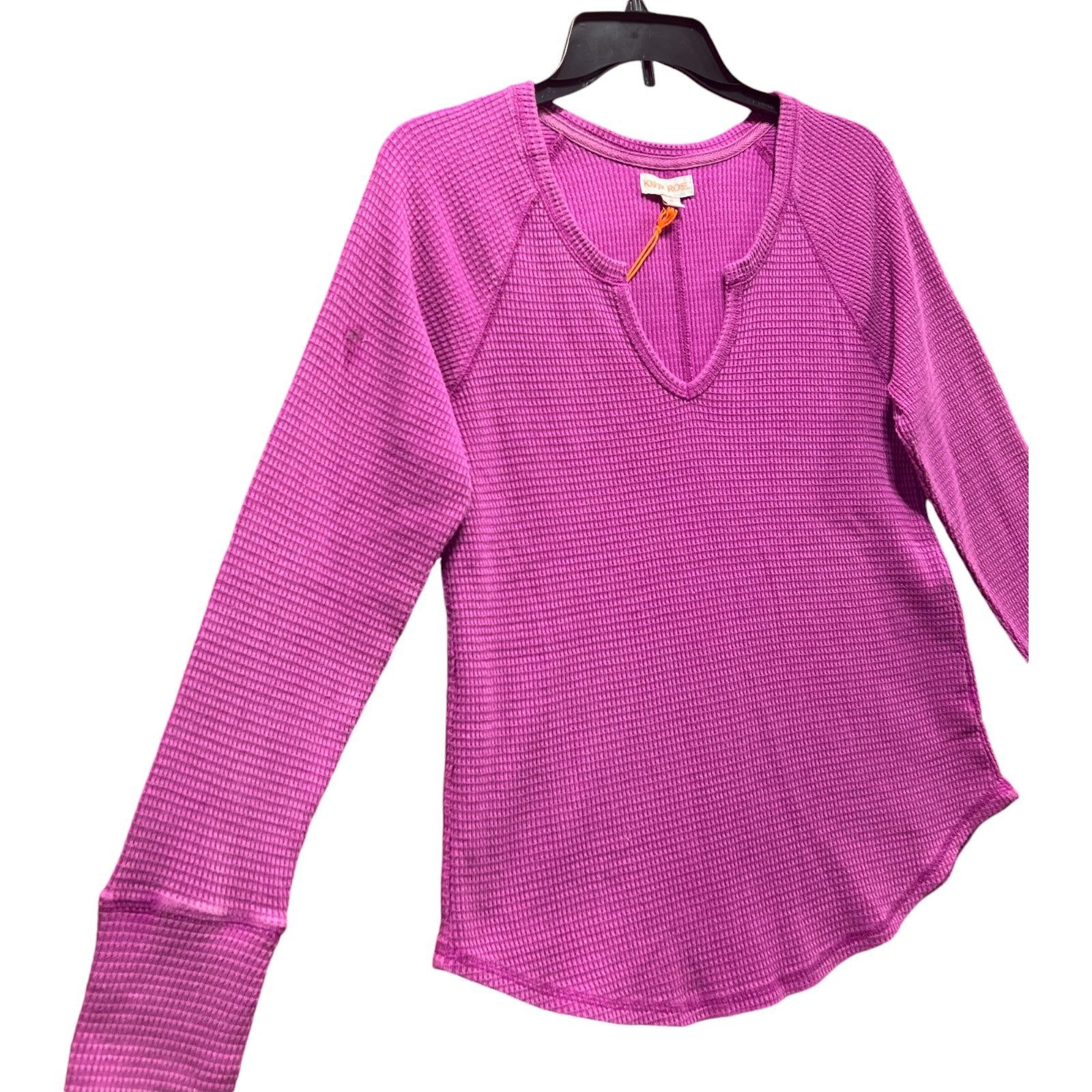 Other Knox Rose - Women's Long Sleeve Notch Neck Thermal Top - Pur Size M / US 6-8 / IT 42-44 - 15 Thumbnail