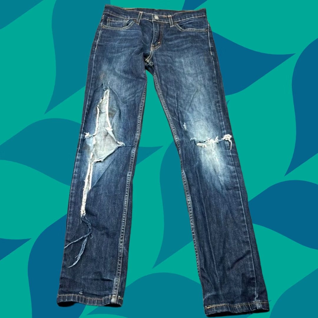 Levi's Levi's Jeans Men 29x32 Slim 511 Ripped Distressed Medium Wash Blue Skinny Denim Inseam 32 Mens Regular Size 29 Size US 29 - 1 Thumbnail
