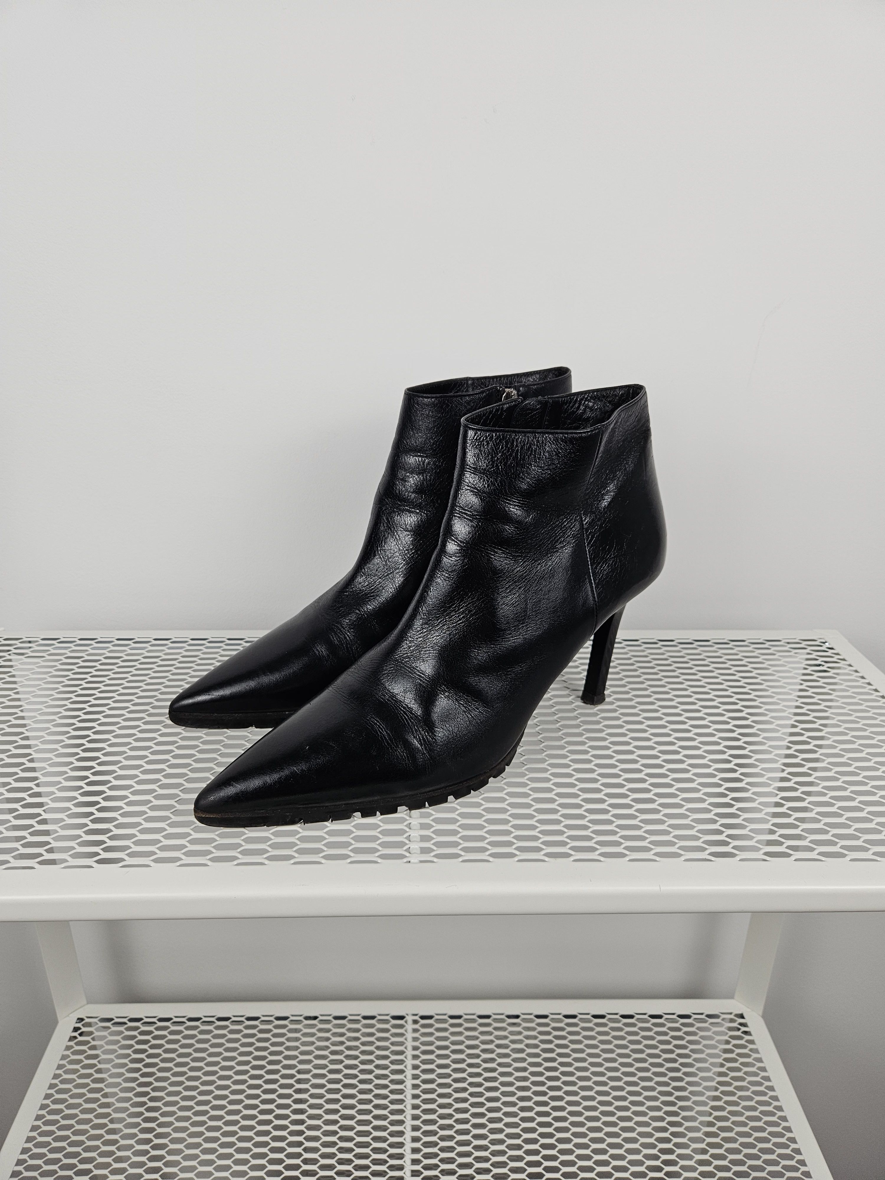 Miu Miu Stiletto High Heel Shoes Ankle Boots Notched Sole in Black, Women's (Size 8.5)