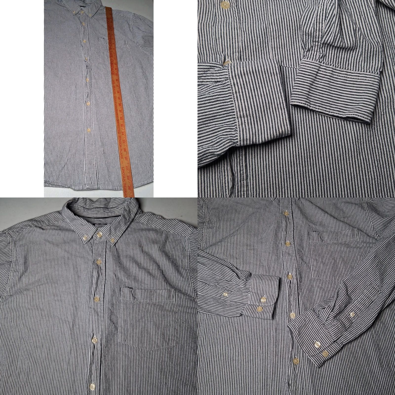 Basic Editions VINTAGE Basic Editions Shirt Men XL Button Down Black Long Sleeve Hickory Stripe Classic Size US XL / EU 56 / 4 - 8 Thumbnail