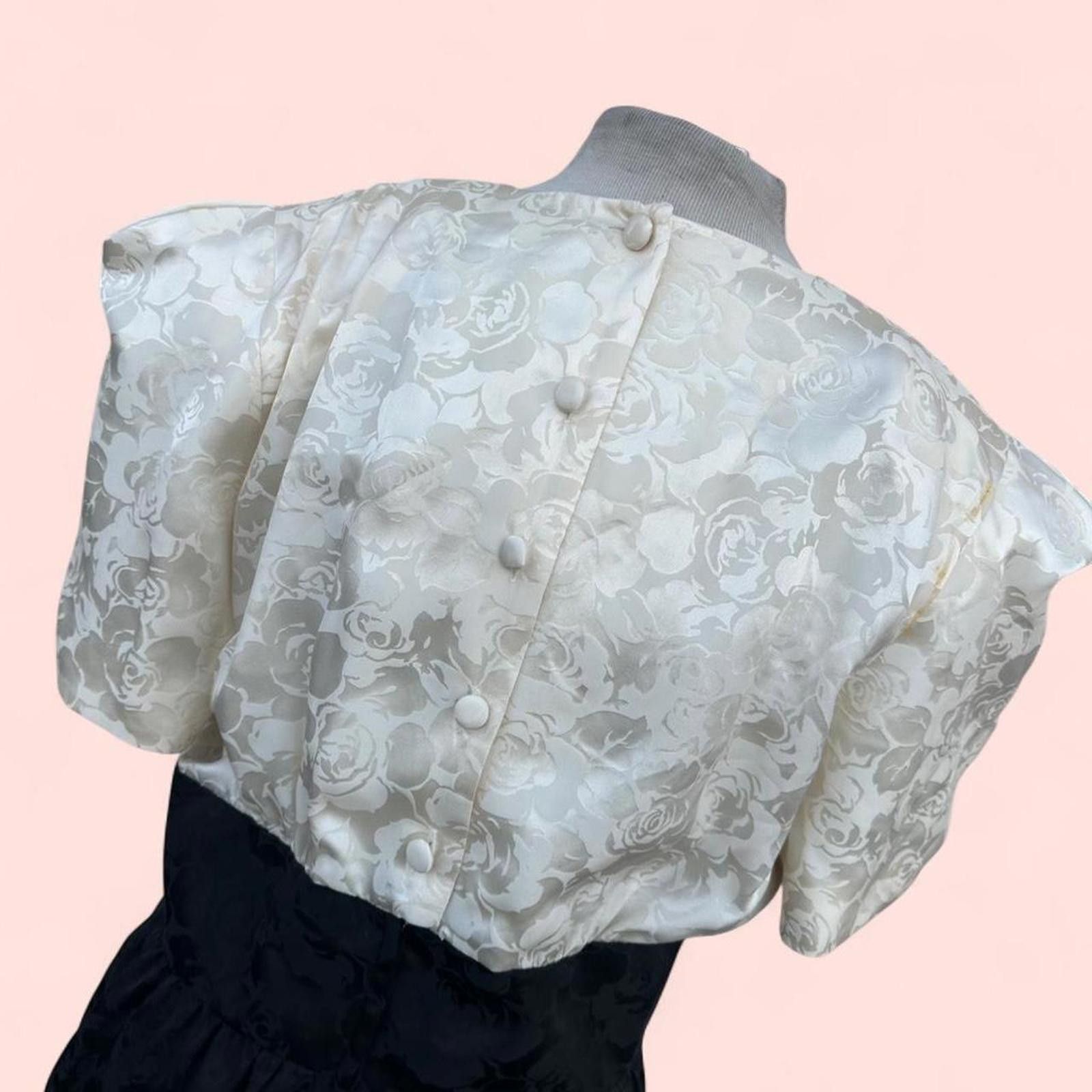 Other Cream and black silk midi dress with short sleeves,s Size L / US 10 / IT 46 - 6 Thumbnail
