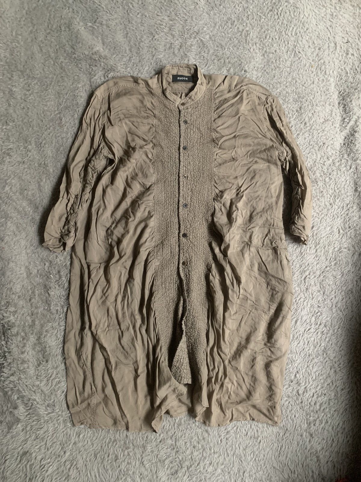 Japanese Brand Vintage Zucca By Issey Miyase Crinkle Button Up Dress Size ONE SIZE - 1 Thumbnail