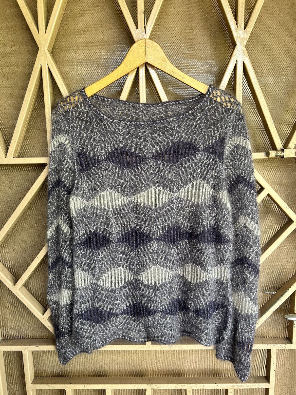 Japanese Brand JapaneseUnknow Fluzzy Open Fishnet Mohair Grunge Issey Style Size US M / EU 48-50 / 2 - 1 Thumbnail