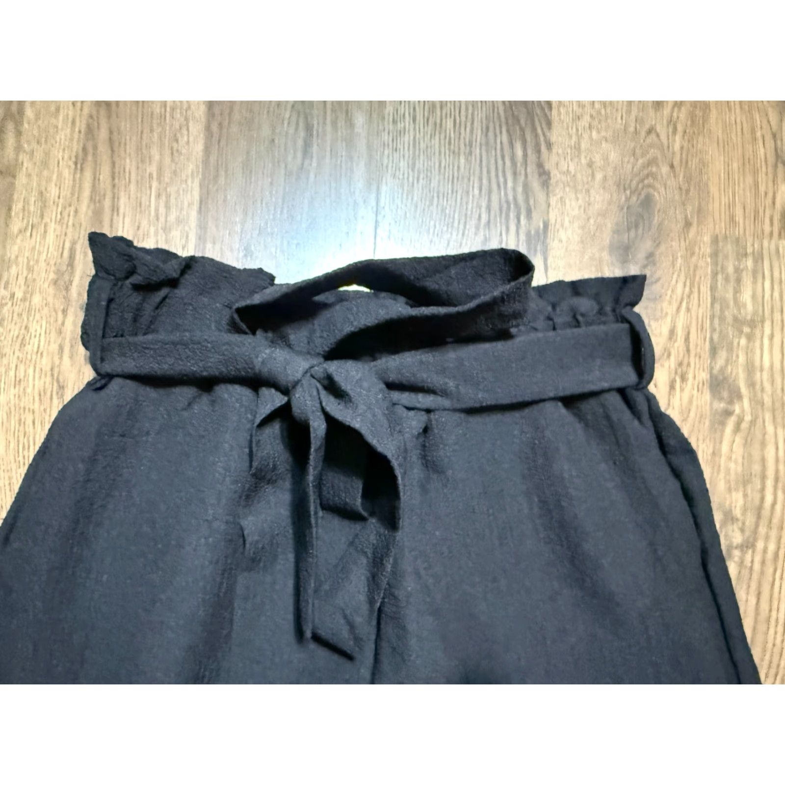 Shein SheIn Pants, Women's Size Small, Black, Wide Leg Pull On Pants, Belt, Black, Regular, Casual, Polyester, Ankle, 3/4 Length? Size 28" / US 6 / IT 42 - 4 Thumbnail