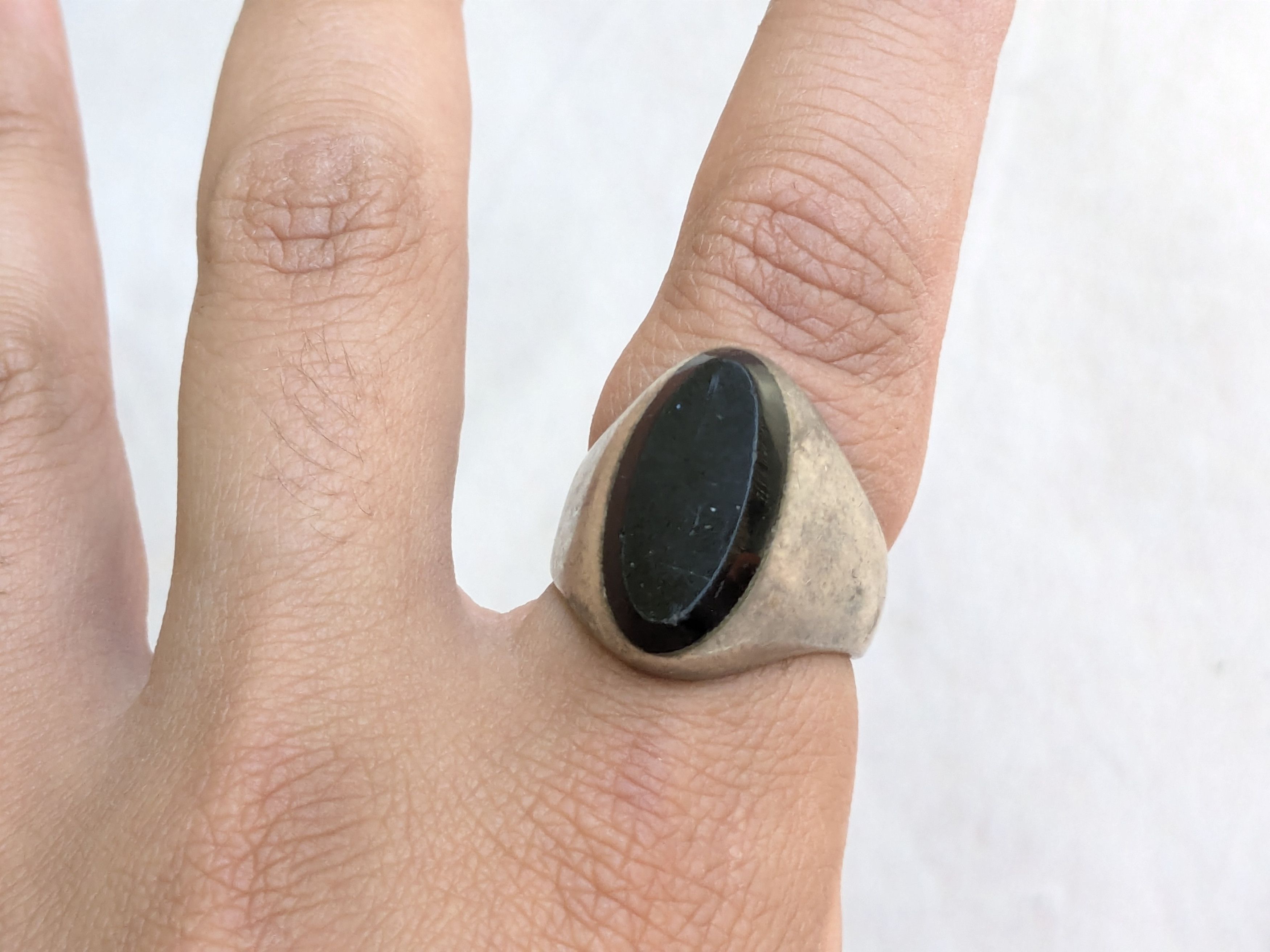 Jewelry Vintage Sterling Silver Ring Black Onyx 10.25 Taxco Mexico Size ONE SIZE - 12 Thumbnail
