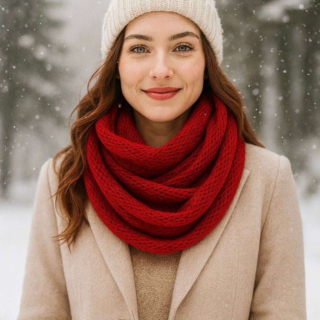 Other Cejon Red Metallic Knit Infinity Scarf Size ONE SIZE - 3 Thumbnail