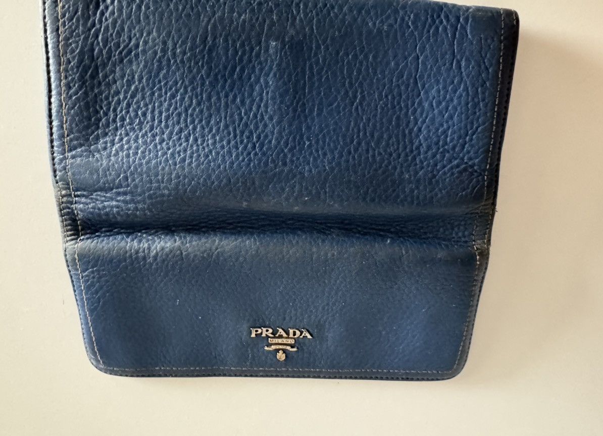 Prada PRADA Blue Teal Blue Leather Women's Continental Flap Wallet Size ONE SIZE - 10 Thumbnail