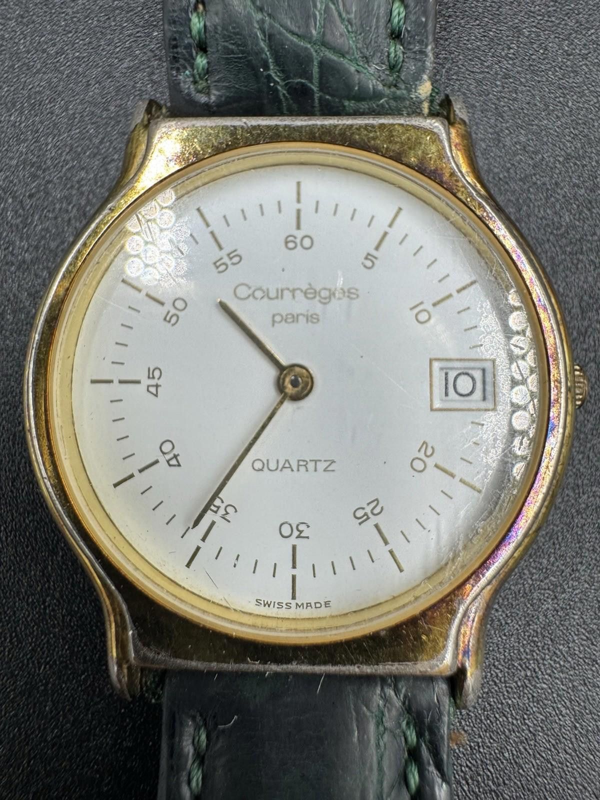 Courreges Vintage Courreges Paris Quartz Date Watch Swiss Made White D Size ONE SIZE - 3 Thumbnail