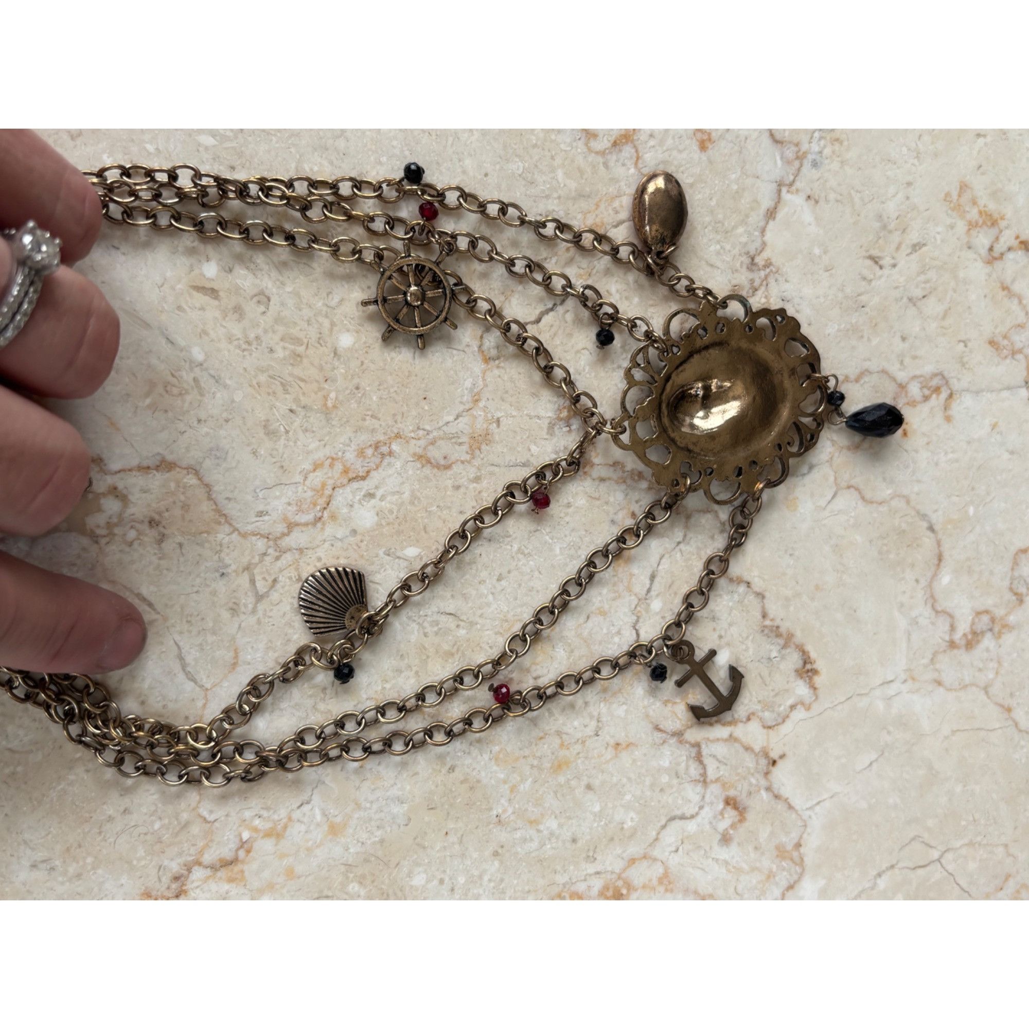 Other Pirate-Inspired Multi-Layer Chain Necklace With Skull & Cros Size ONE SIZE - 6 Thumbnail