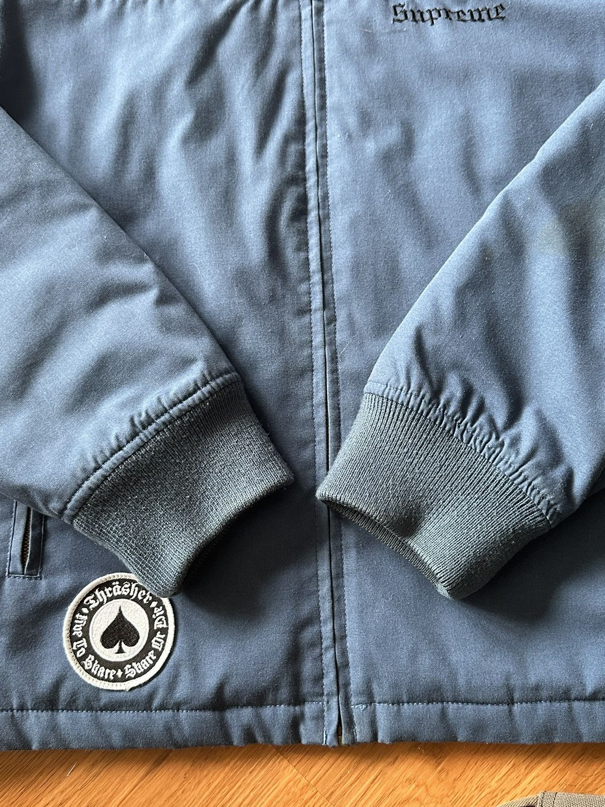 Supreme × Thrasher Supreme x Thrasher Skate And Destroy Blue Bomber Jacket (M) Size US M / EU 48-50 / 2 - 5 Thumbnail