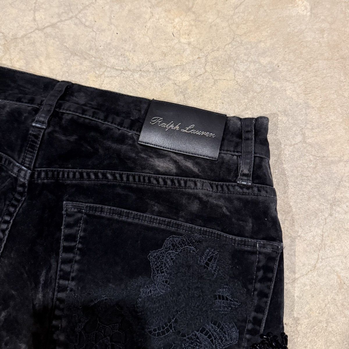 Ralph Lauren Purple Label Ralph Lauren Purple Label Velvet Leather Patchwork Jeans Size US 28 / EU 44 - 19 Thumbnail