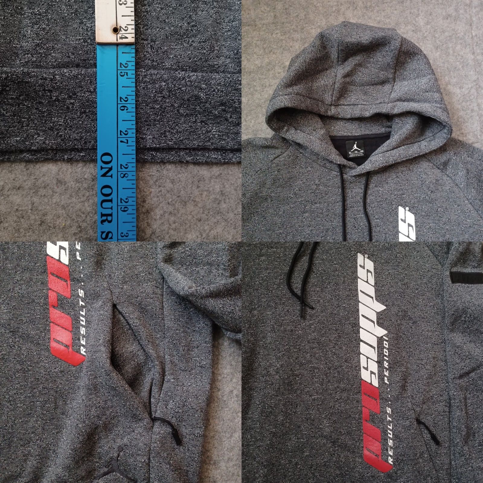 Jordan Brand Nike Air Jordan Hoodie Men XL Gray Jumpman Logo Sweatshirt Pro Supps Zip Pockets Size US XL / EU 56 / 4 - 8 Thumbnail