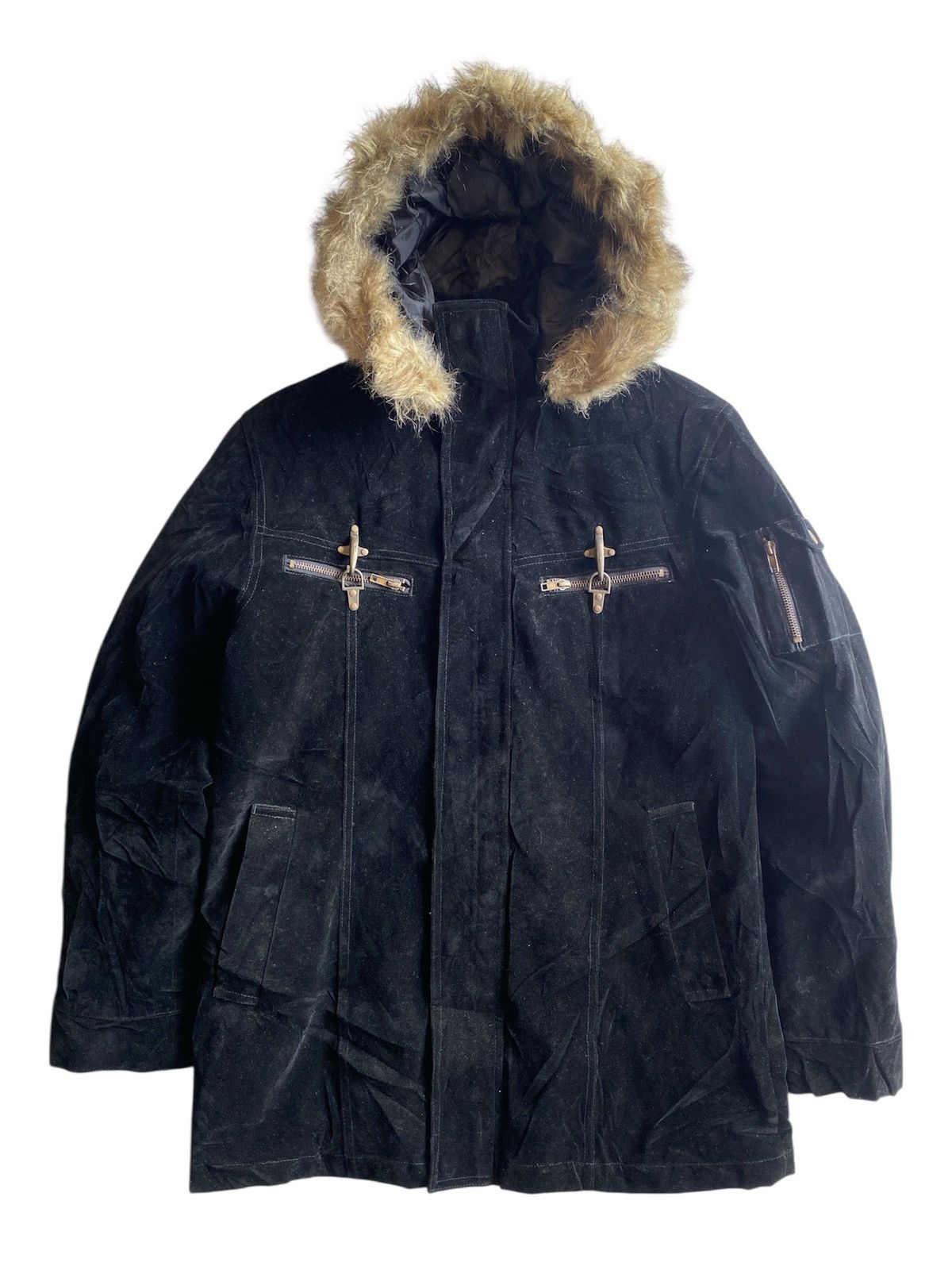 20471120 Vintage Fur Hood Parka Black Jacket - Quilted Lining Size US M / EU 48-50 / 2 - 1 Thumbnail