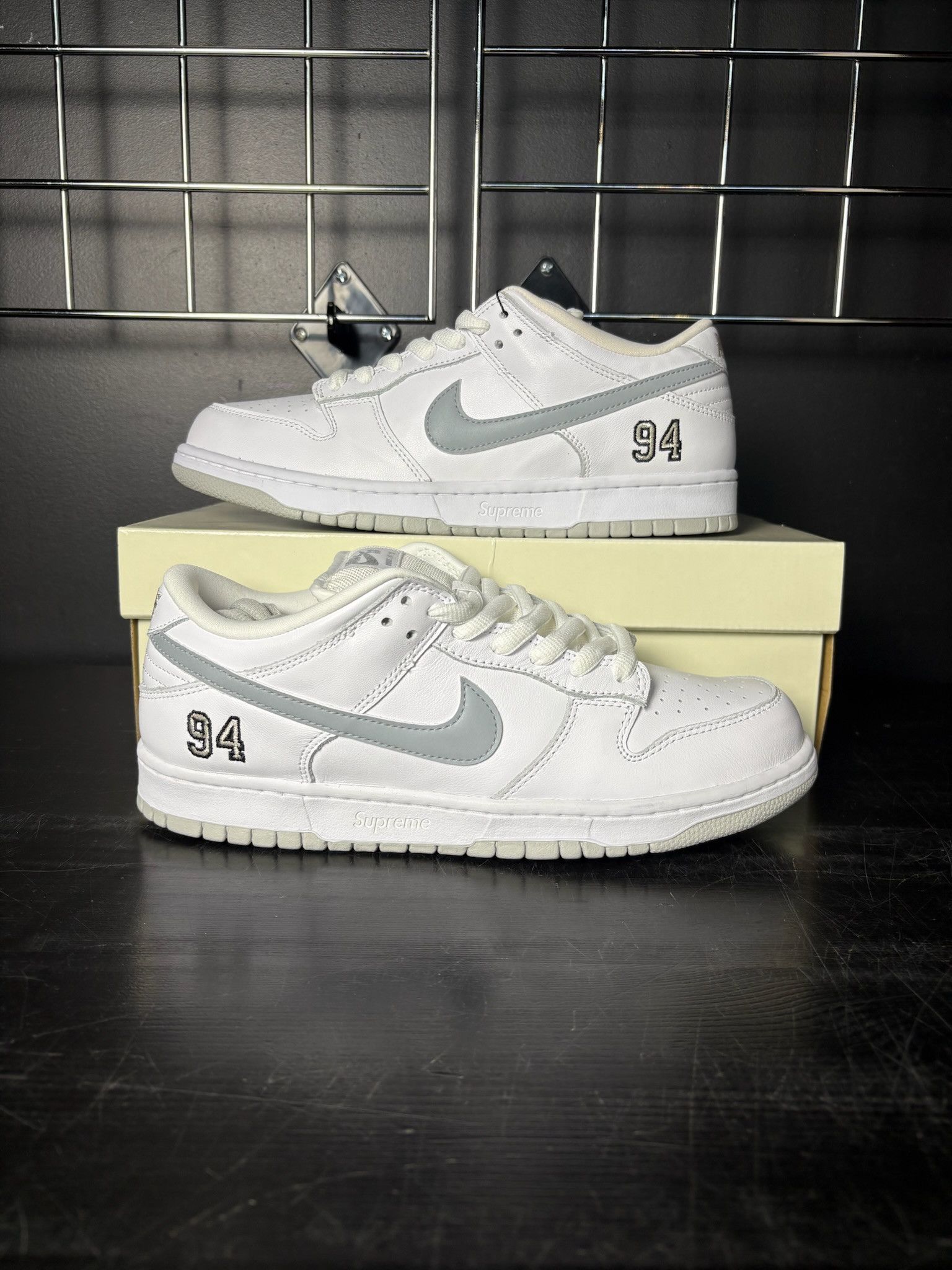 Nike Nike SB Dunk Low x Supreme 94 "White Metallic Silver" Size US 9.5 / EU 42-43 - 1 Thumbnail
