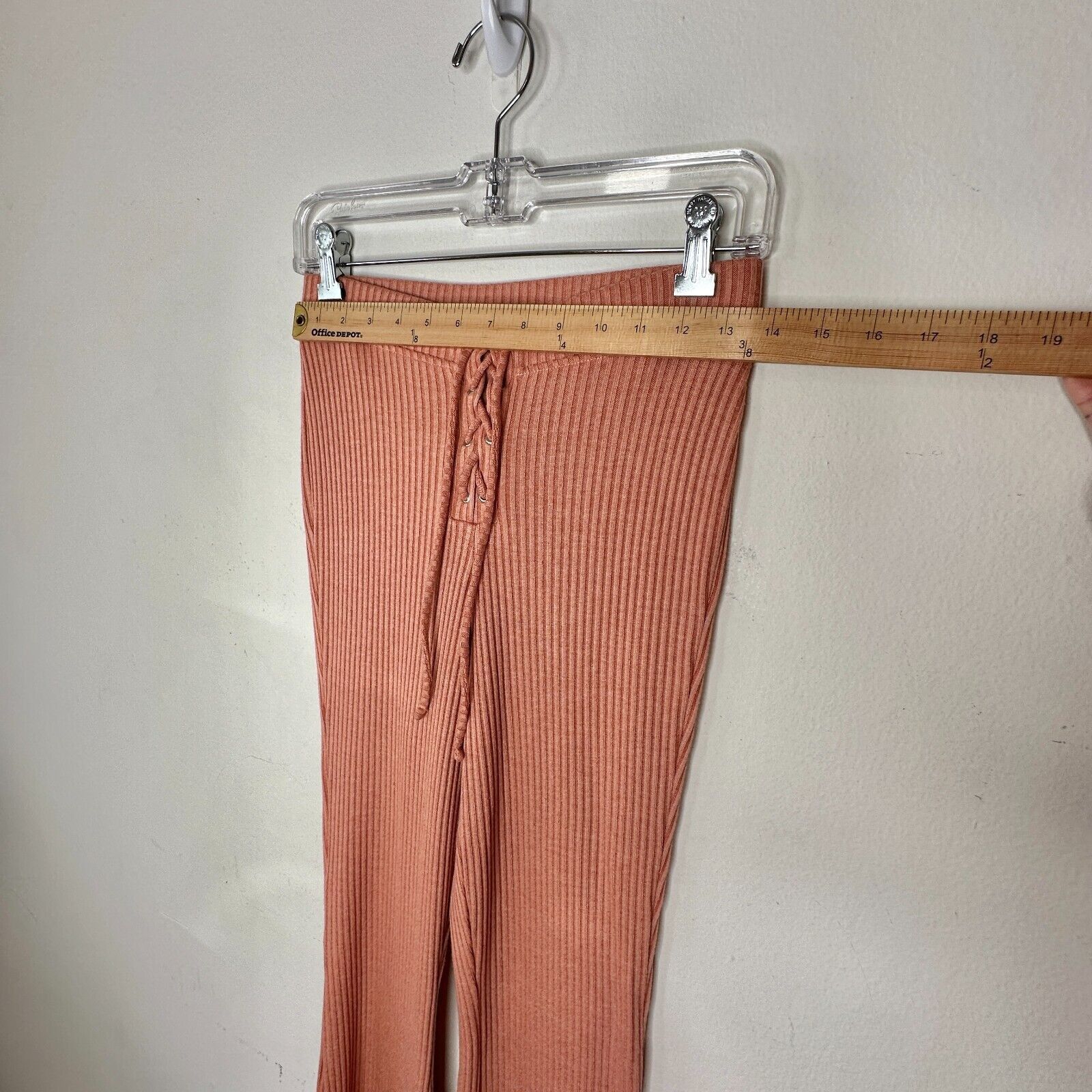 Topshop NWT Topshop Peach Ribbed Flare Leg Lace-Up Tie Legging Pant Size 28" / US 6 / IT 42 - 12 Thumbnail