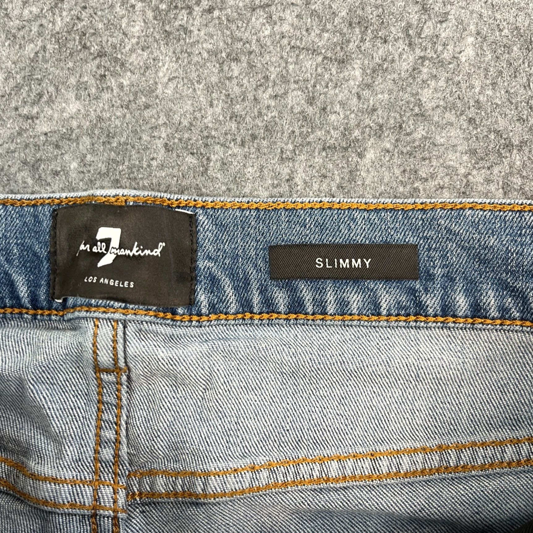 7 For All Mankind 7 For All Mankind Slimmy Jeans Slim Tapered 33 32 Light Blue Denim Stretch Jeans Mens Size US 33 - 7 Thumbnail
