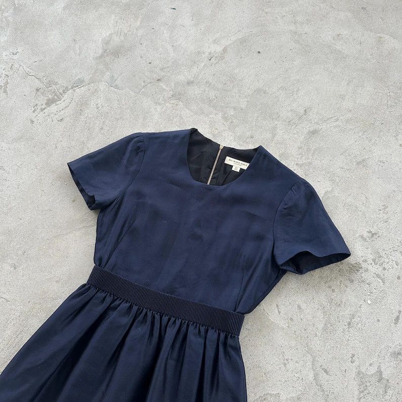 Burberry Burberry London Women's Navy Blue Short Sleeve Dress EU S Size S / US 4 / IT 40 - 4 Thumbnail