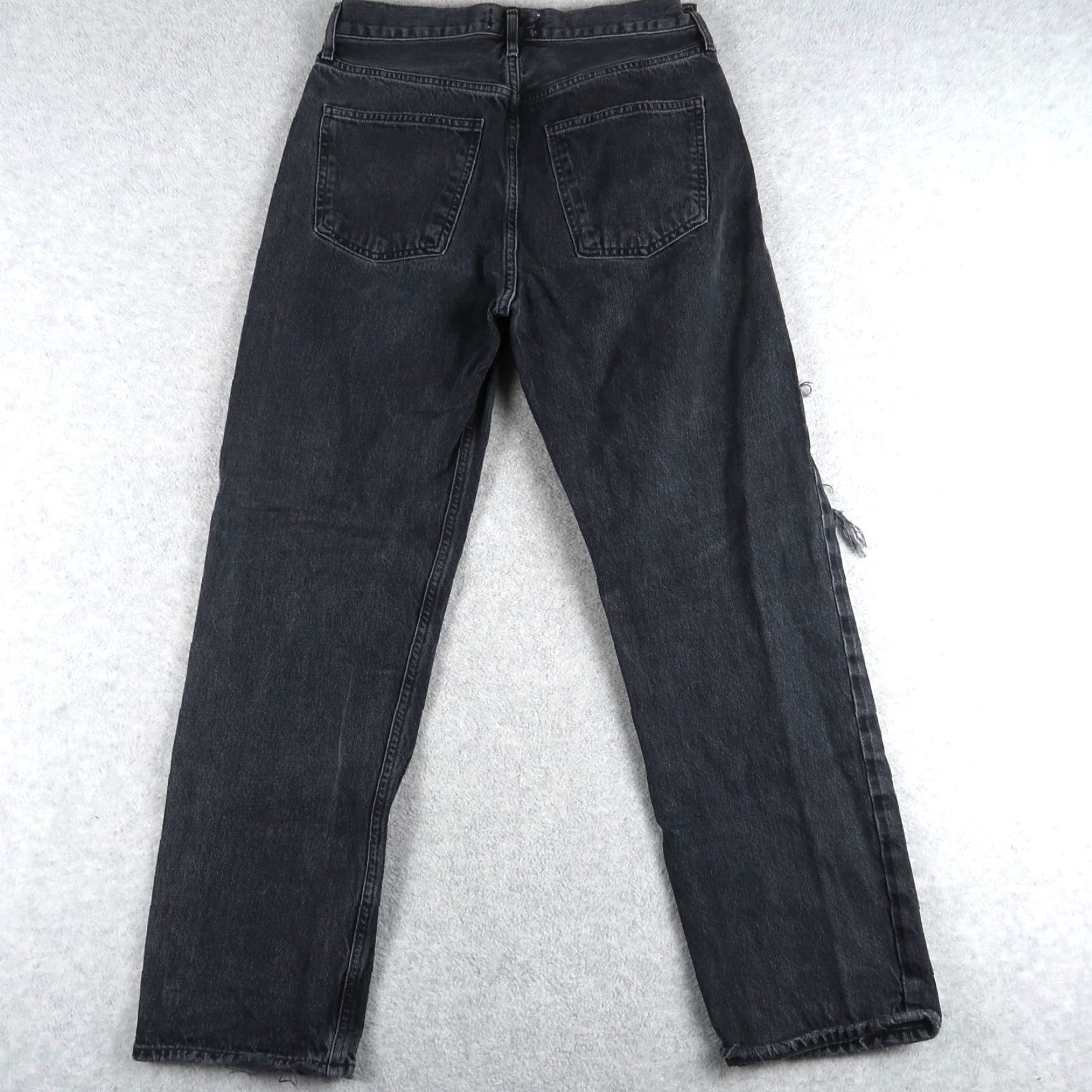 AGOLDE Jeans Denim 90s Straight Black Women's Jeans Size 27 Button Fly Distressed 5-Pocket 90s Theme