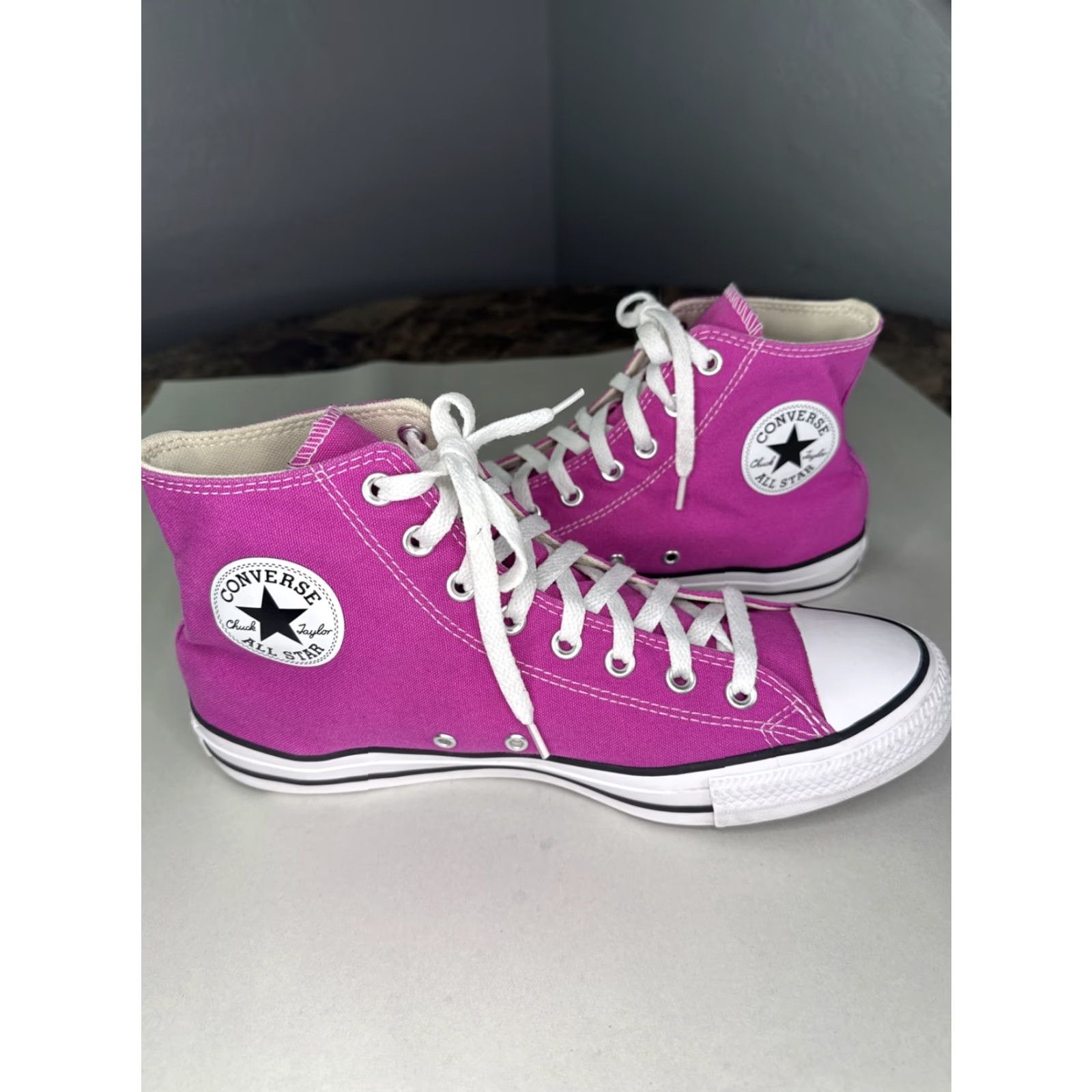 Converse VINTAGE Converse All Star Hi-Top Shoes Sneakers 9.5 Mens Pink Stars A00787F Size US M / EU 48-50 / 2 - 2 Thumbnail