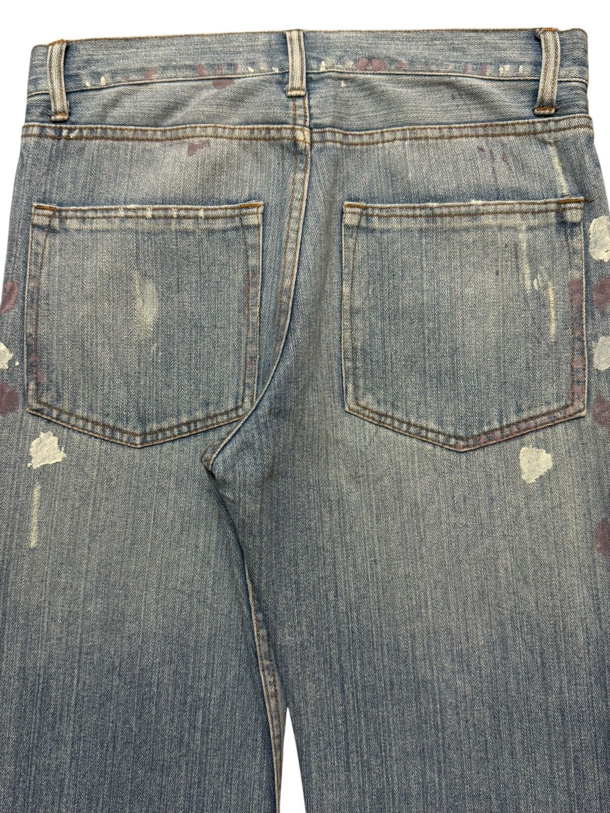 14th Addiction Vintage 90s Japanese Nylaus Blue Faded Wash Painted Wide Leg Size US 31 - 5 Thumbnail