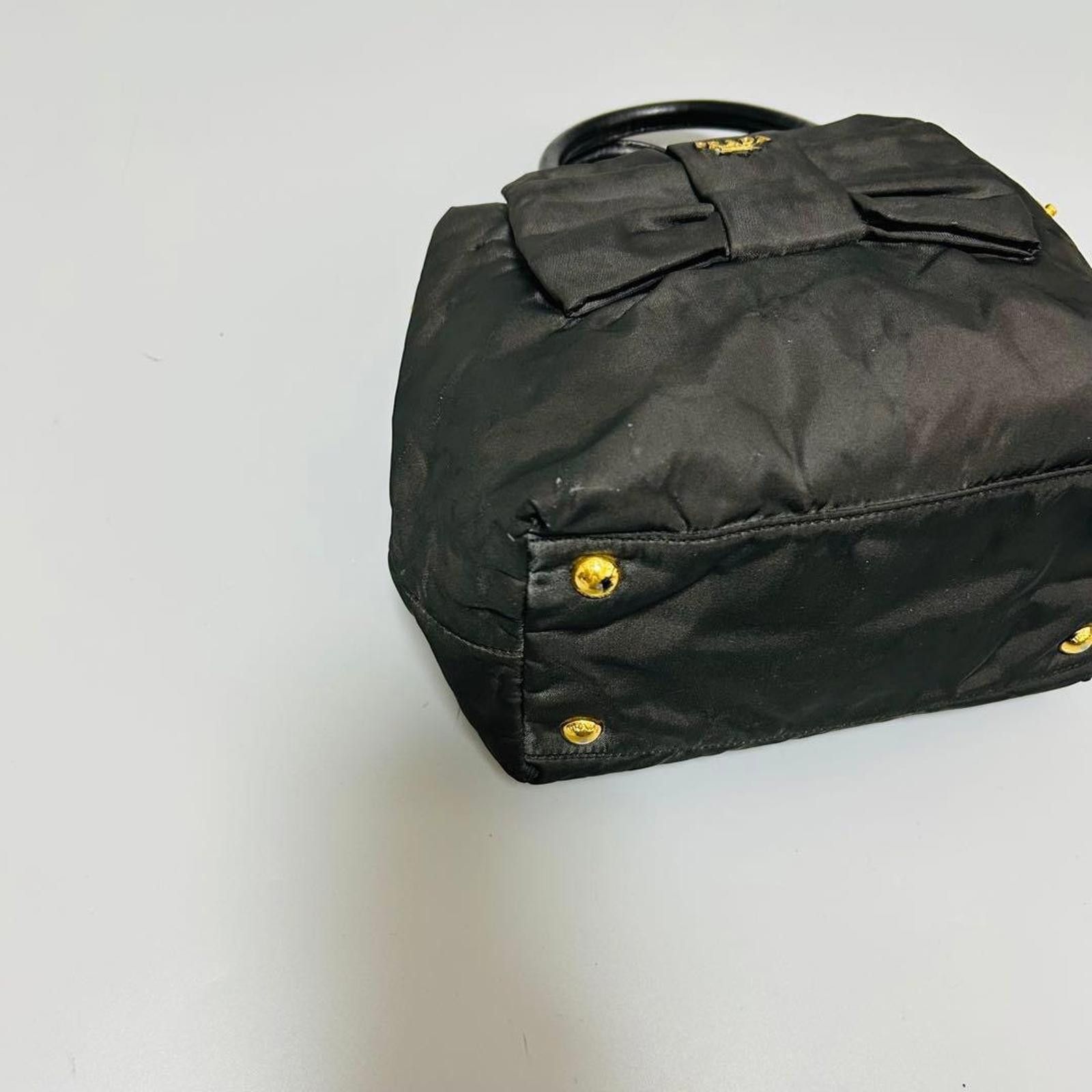 Prada Prada - Black Nylon and Leather Bow Detail Size ONE SIZE - 7 Thumbnail