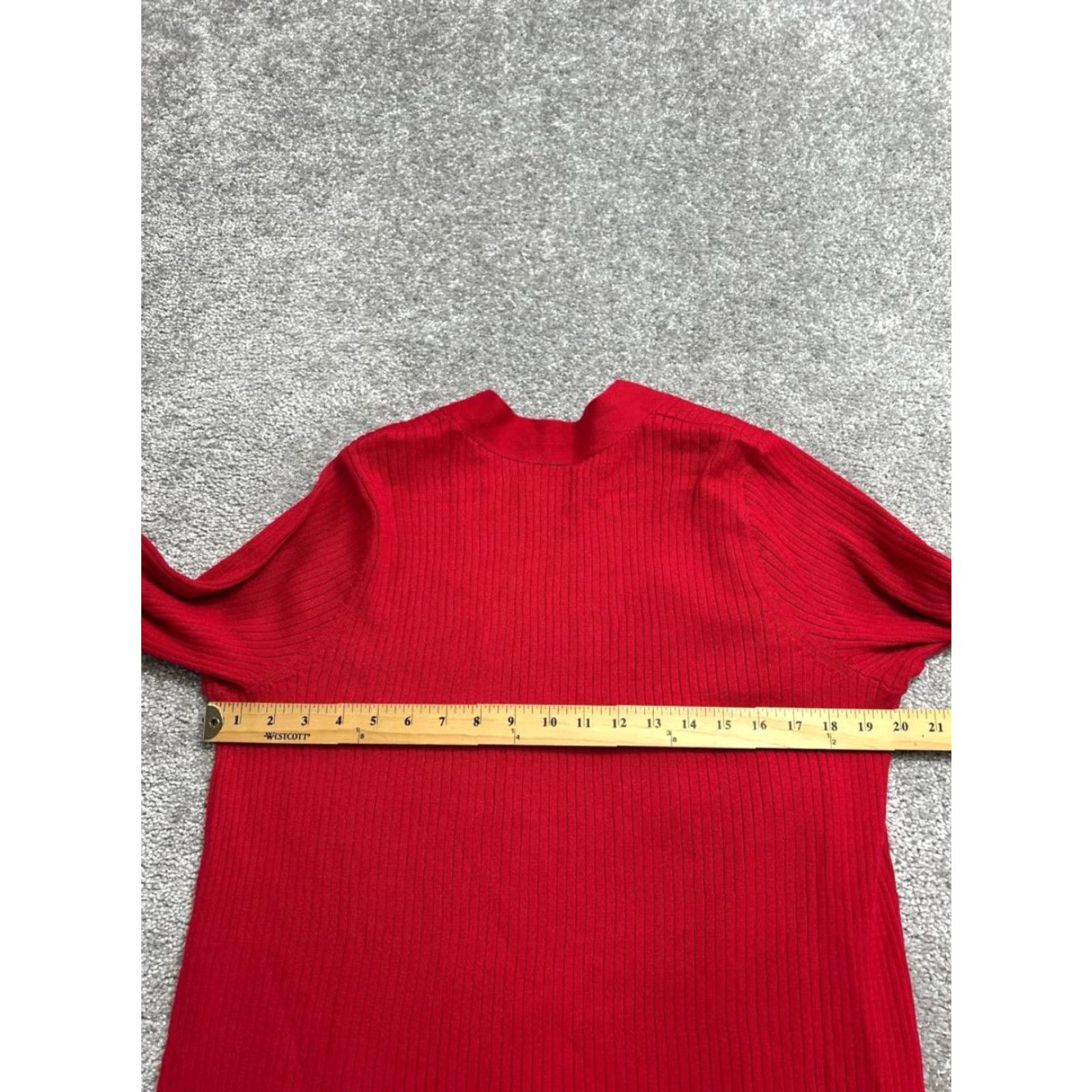 Lands' End VINTAGE Lands' End Cardigan Sweater Womens M Red Cotton Knit Long Open Winter Size M / US 6-8 / IT 42-44 - 5 Thumbnail