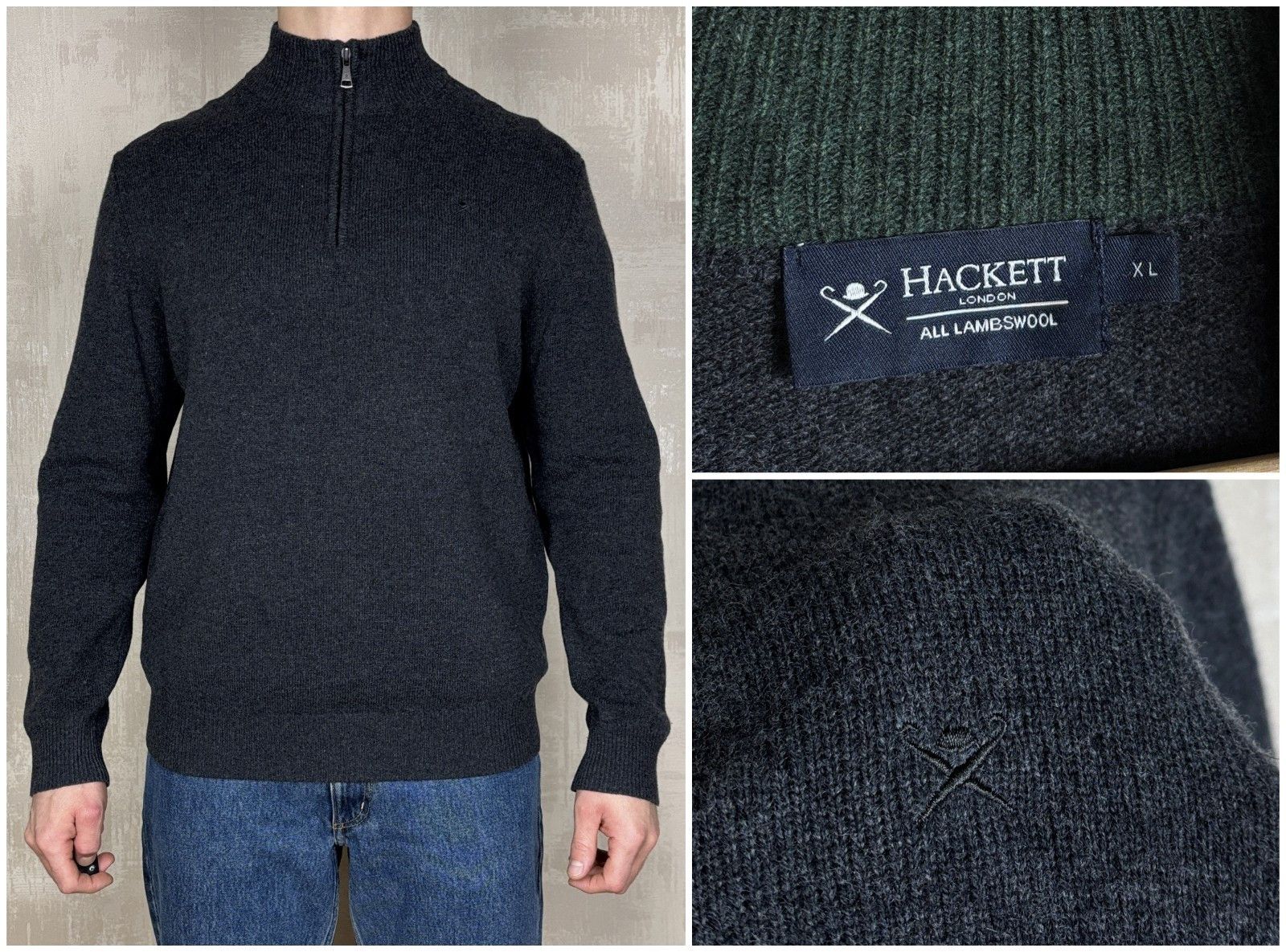 Hackett Hackett London Lambswool Pullover 1/4 Zip Sweater Elbow Pads Size US XL / EU 56 / 4 - 1 Thumbnail