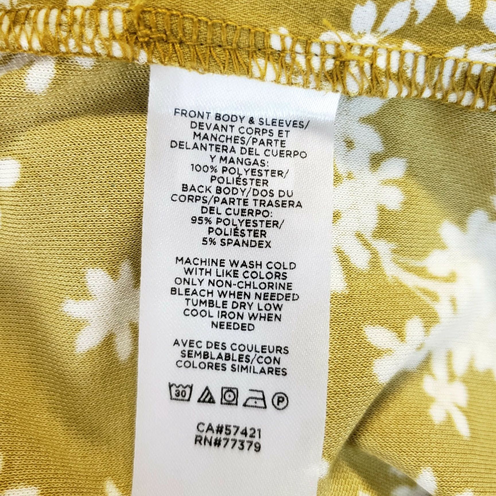 Ann Taylor Ann Taylor LOFT Womens Top 2XS Mustard White Floral Short Sleeve Round Neck Blouse Mens Womens Girls Boys Size XXS / US 00 / IT 34 - 5 Thumbnail