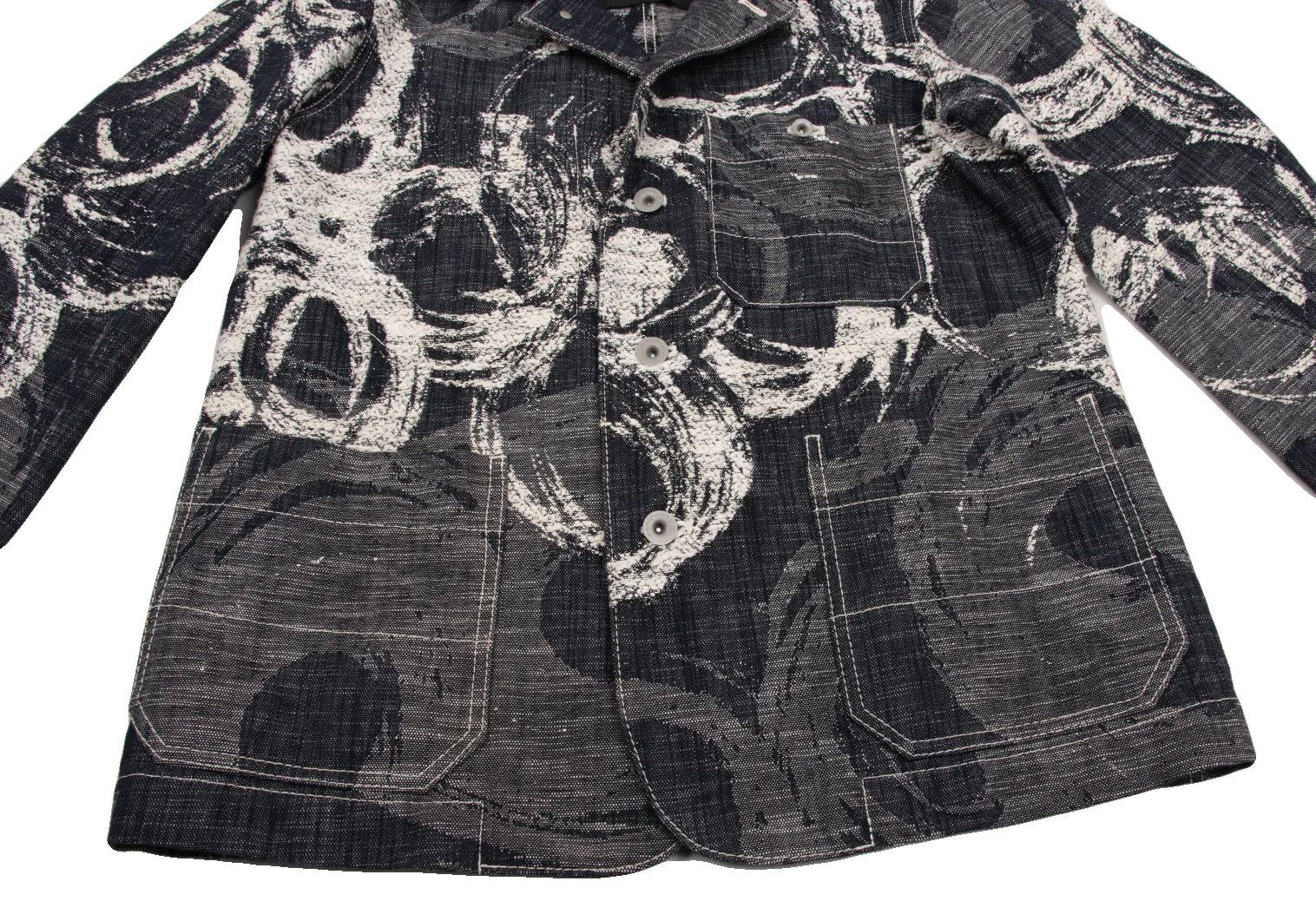 Issey Miyake Cotton Graphic Jacquard Patch Pocket Denim Jacket Indigo Off Size US M / EU 48-50 / 2 - 10 Thumbnail