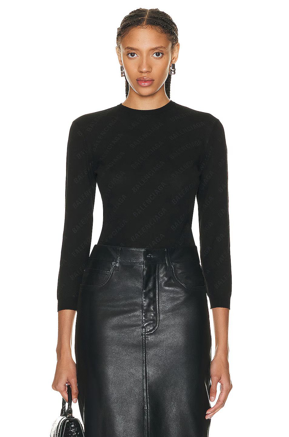 Balenciaga o1bcso1str0924 Mini Allover Logo Sweater in Black Size M / US 6-8 / IT 42-44 - 2 Thumbnail