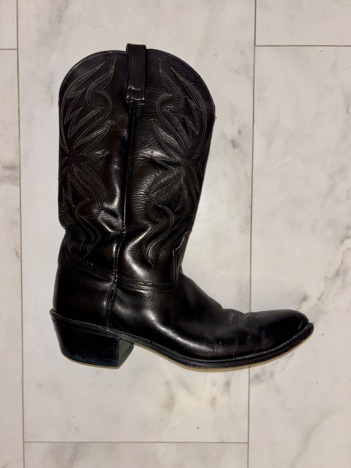 Lucchese 1990s Lucchese Black Cowboy Boots 11.5D Texas Deadstock Size US 11.5 / EU 44-45 - 15 Thumbnail
