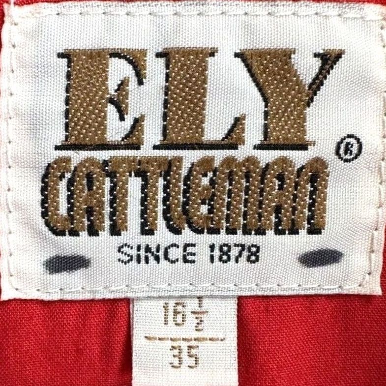 Vintage Ely Cattleman Shirt Mens Red Western Pearl Snap Button Up Pocket Flap Solid Long Sleeve Casual Workwear Cowboy style Mens Size 46R - 4 Thumbnail