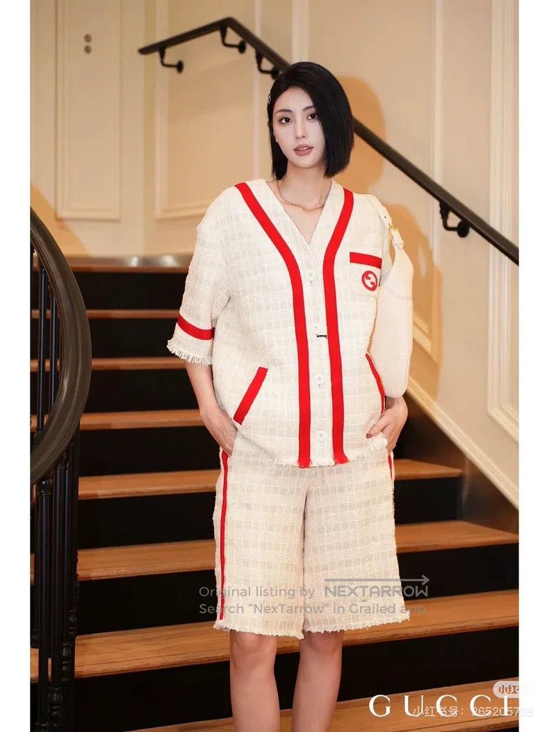 Gucci Gucci Tweed beige red rice contrast colour coat Size XXS / US 00 / IT 34 - 6 Thumbnail