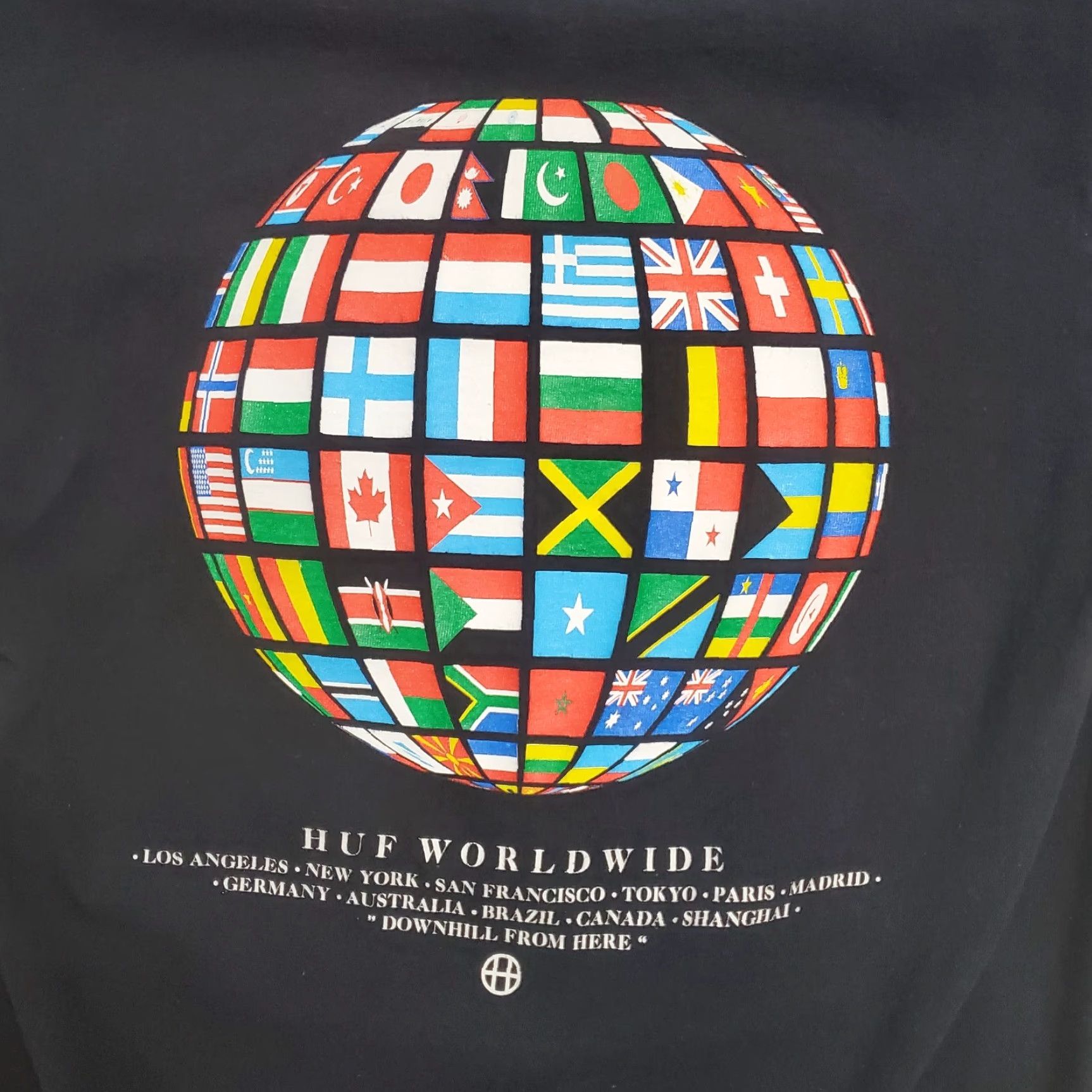 Huf VINTAGE Huf Worldwide Tee Shirt Men S Black Graphic Short Sleeve 100% Cotton Globe Flags Shirt Mens S Black Size US S / EU 44-46 / 1 - 4 Thumbnail