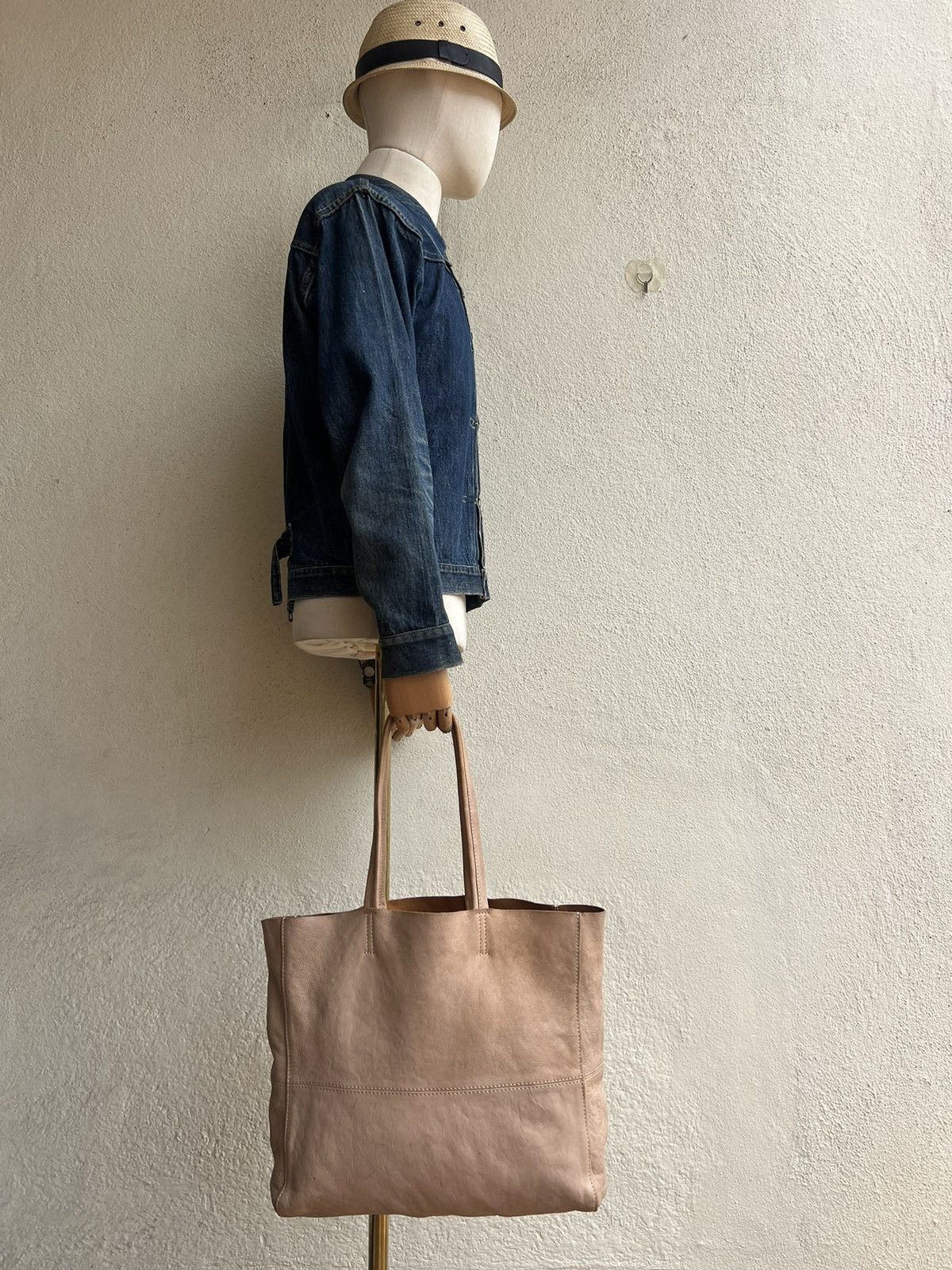 Japanese Brand × Leather Vintage CIMABUE Japan Fade Patina Leather Tote Bag Size ONE SIZE - 3 Thumbnail