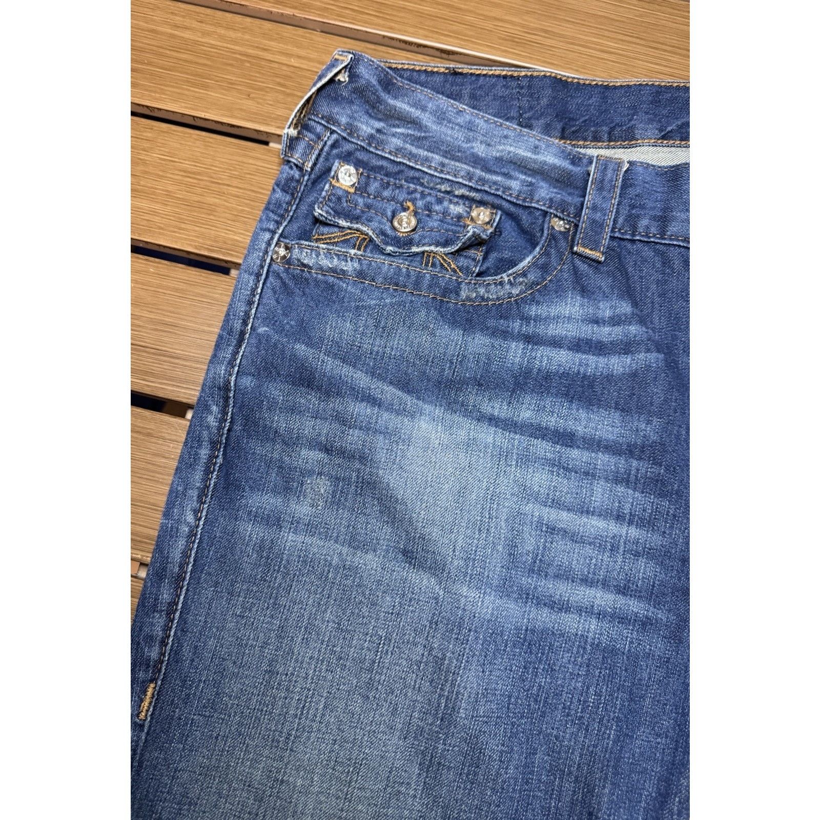 True Religion True Religion Mens Jeans 40x33 Stitch Denim USA Straight Fit Size US 40 / EU 56 - 10 Thumbnail