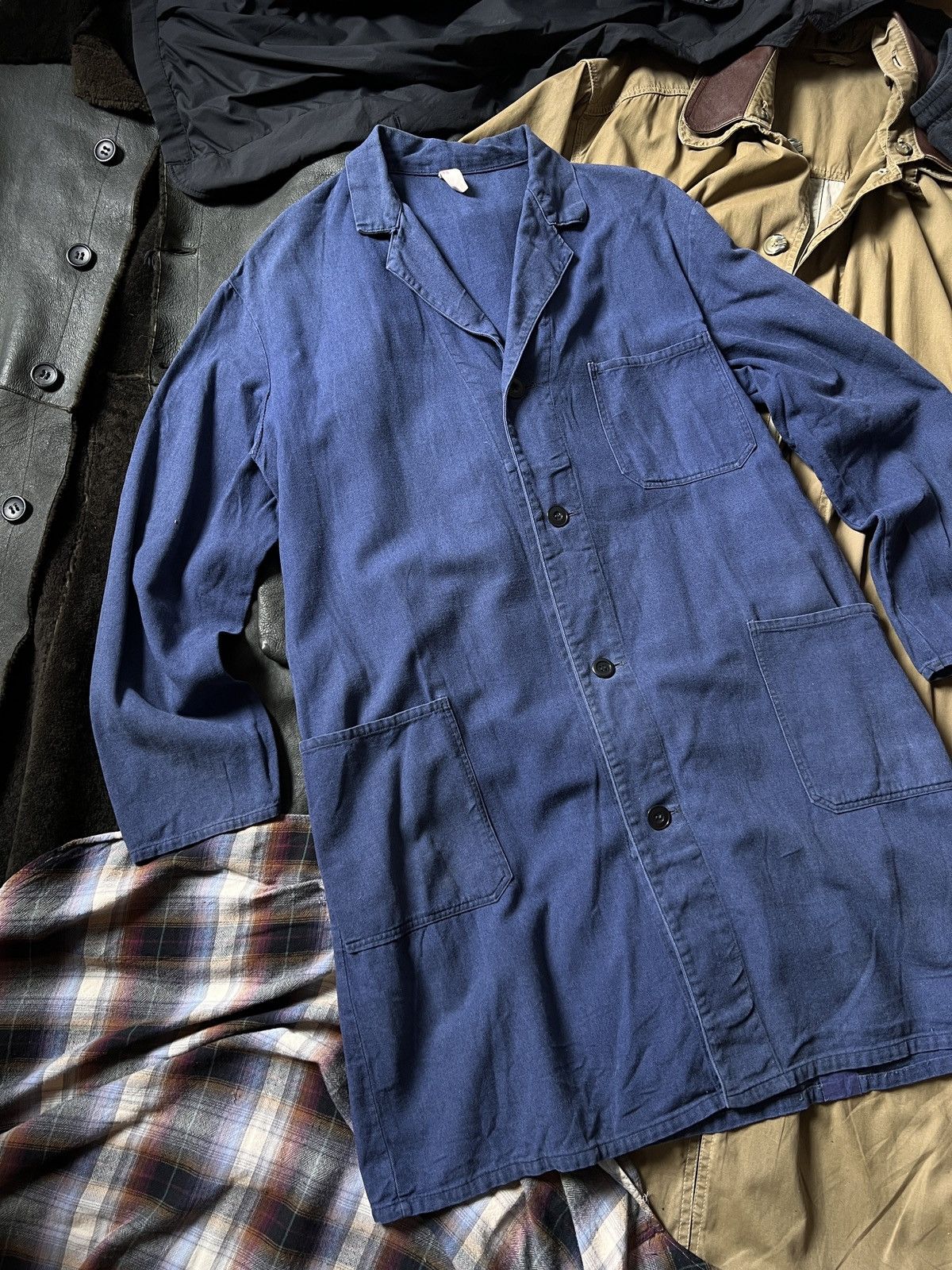 Vintage 50s Vintage French Workwear Long Coat German Light Jacket Size US L / EU 52-54 / 3 - 6 Thumbnail