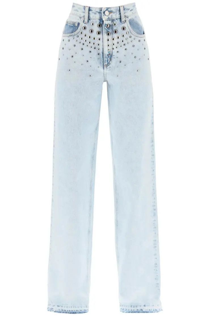 image of Alessandra Rich O1S22I1N0324 Studs Jeans In Light Blue, Women's (Size 26)