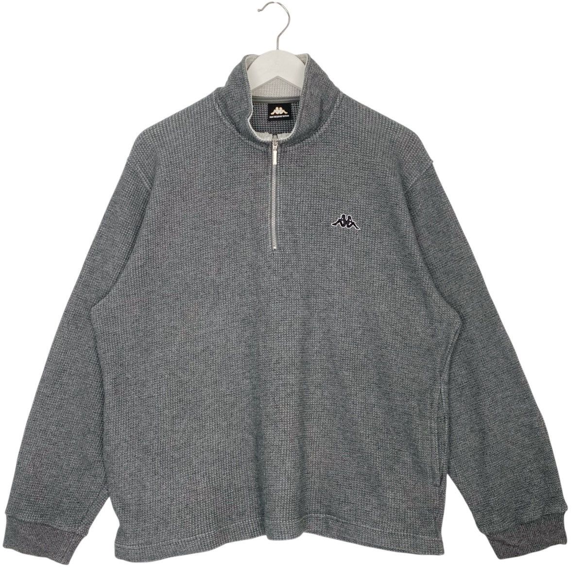 Vintage Kappa Quater Zip Small Embroidered Gray Size M