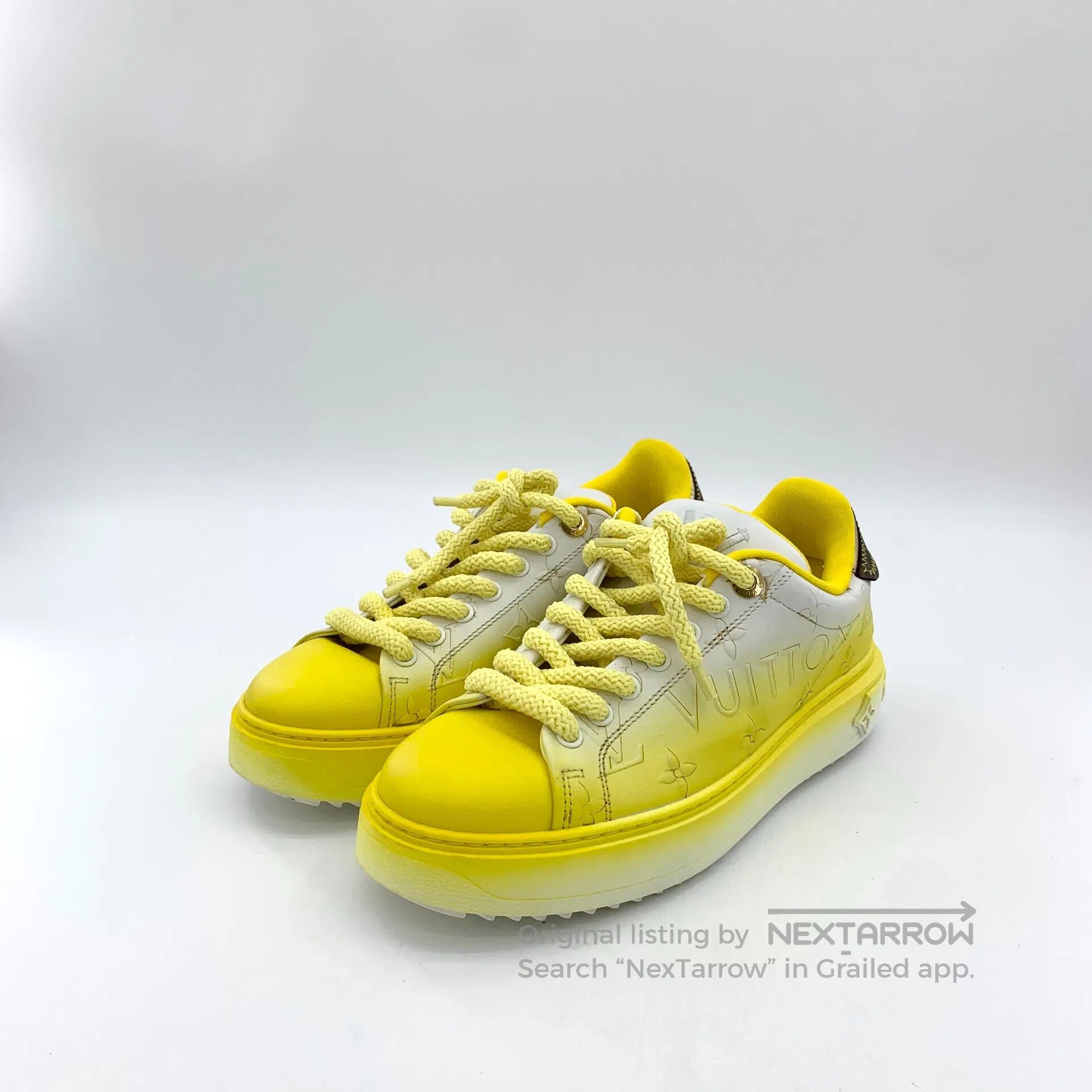 Louis Vuitton Louis Vuitton Yellow logo monogram print laced casual flat Size US 5 / EU 37 - 1 Thumbnail